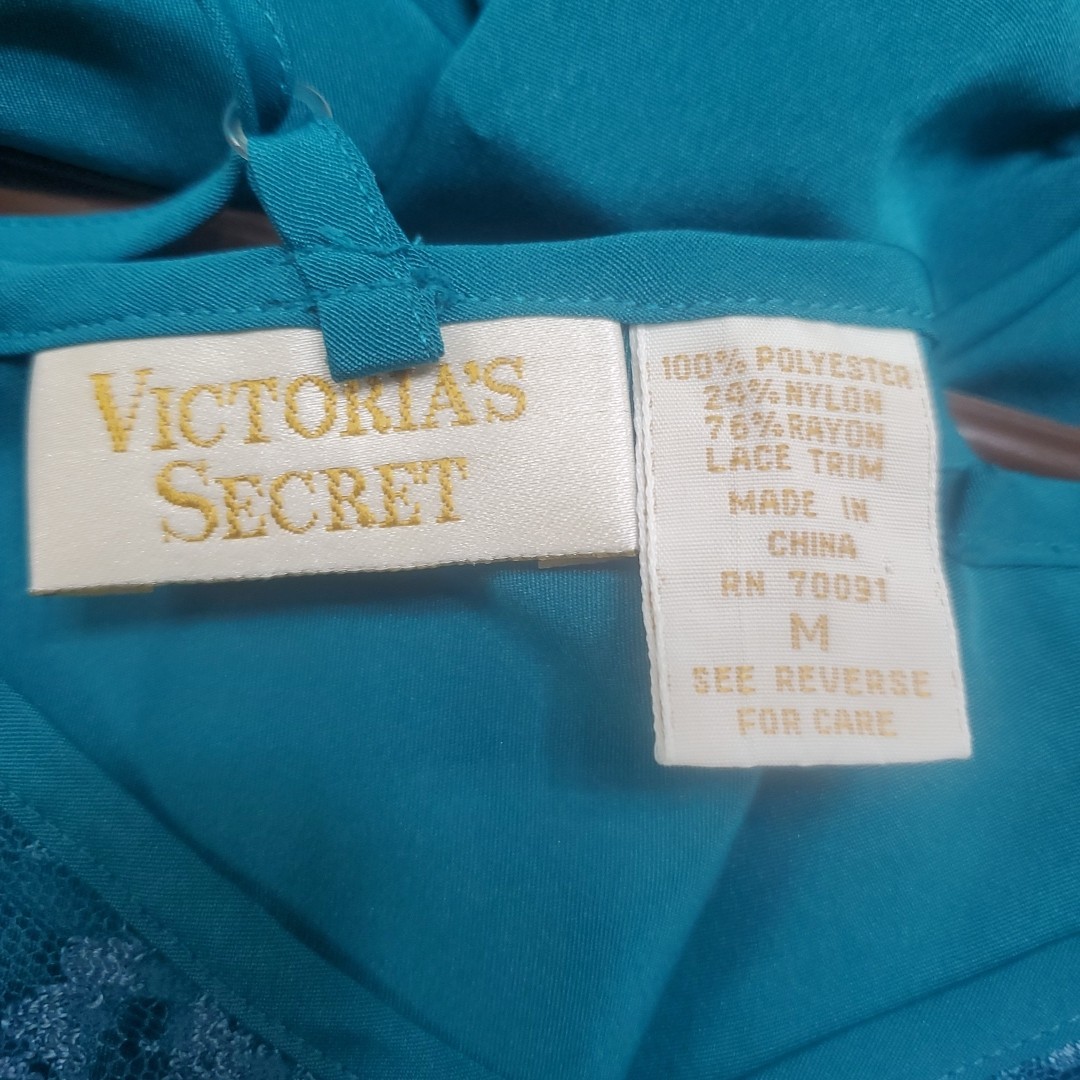 Vtg Victoria’s Secret Gold Label Satin Cami Womens Sz M Teal Lingerie