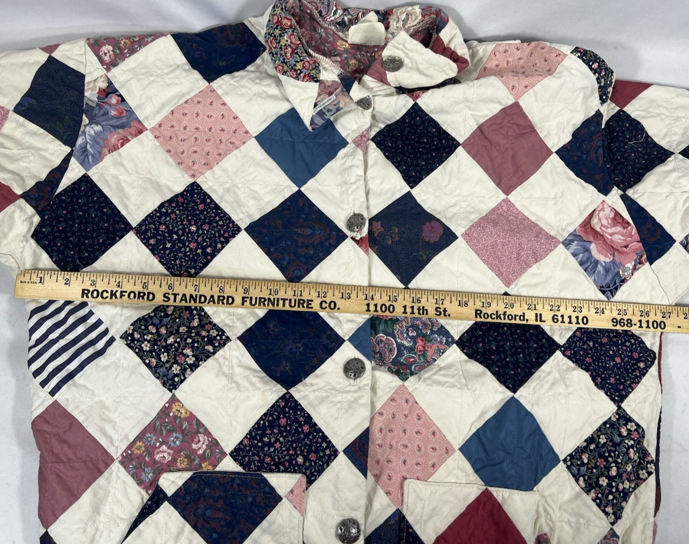 Vtg 80’s Handmade Patchwork Quilt Jacket Size M USA Made Granny Core Cottagecore
