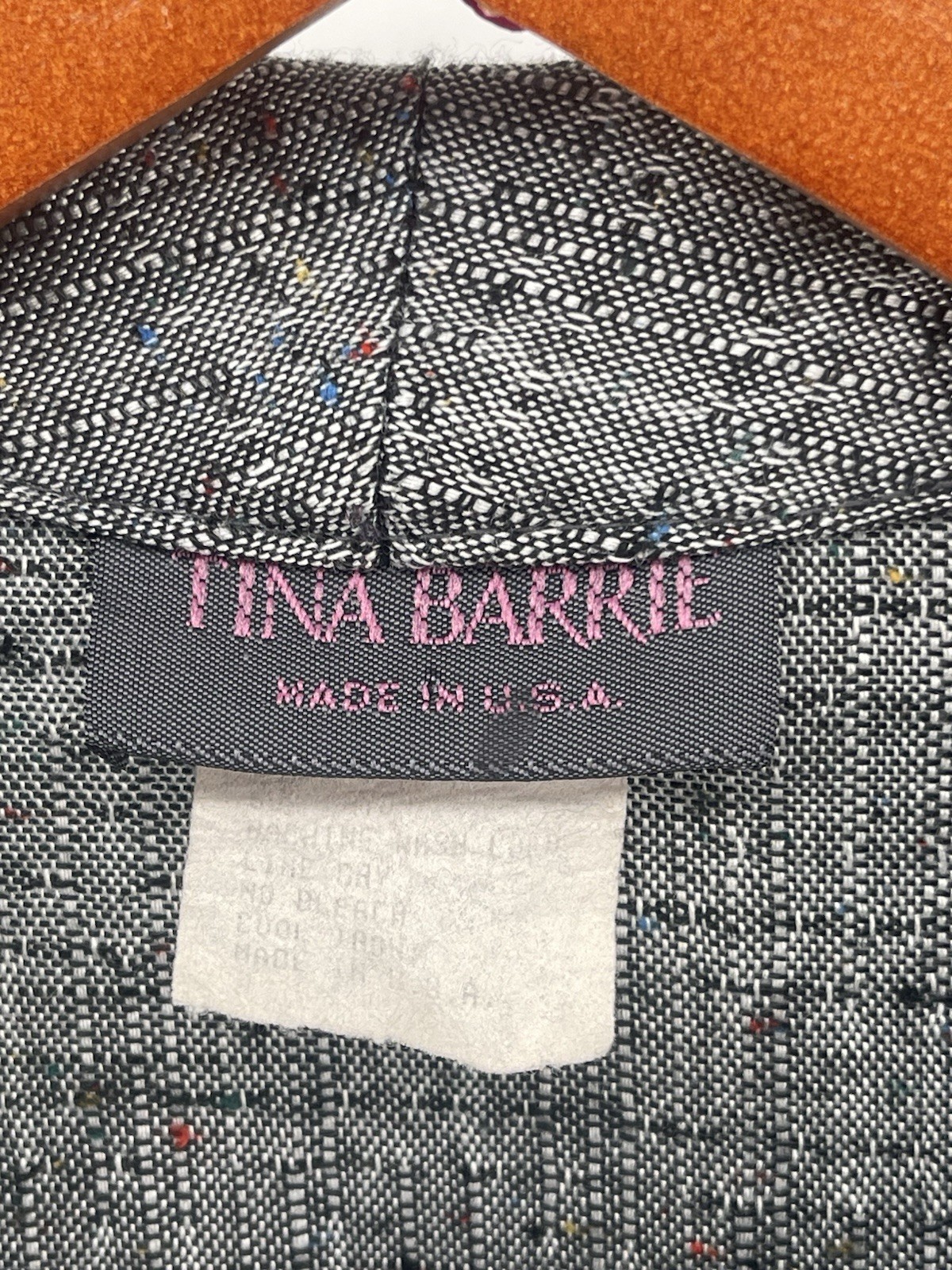 Vtg Tina Barrie Belted Dress Women Size 14 Gray Midi USA Secretary Style