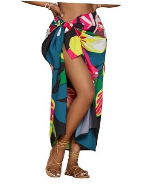 Women Sarong Swimsuit Coverups Long Pareo Bikini Wraps One Size Rosy Floral