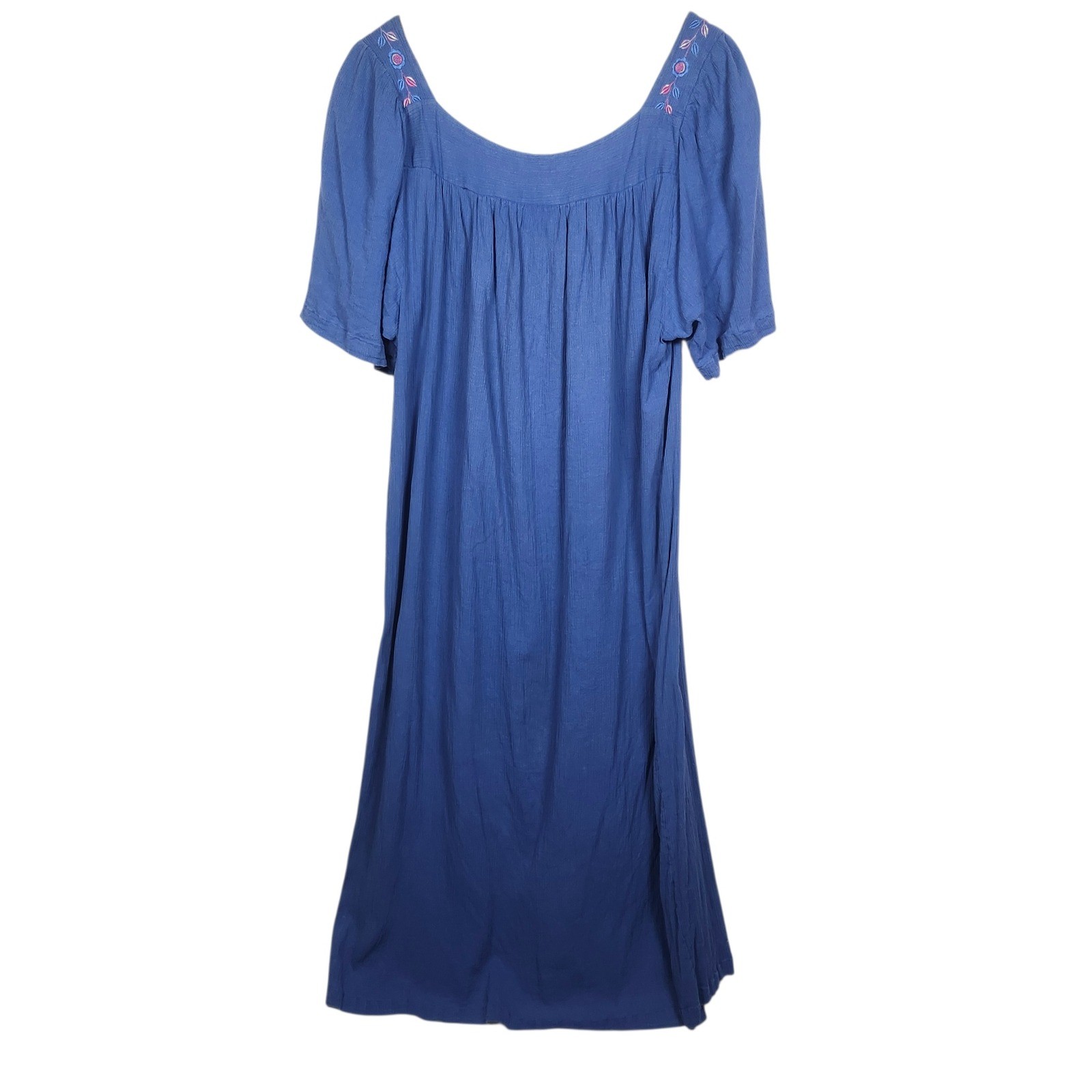 The Vermont Country Store Dress Lavender 1X Embroidered Gauze Muumuu Cottagecore