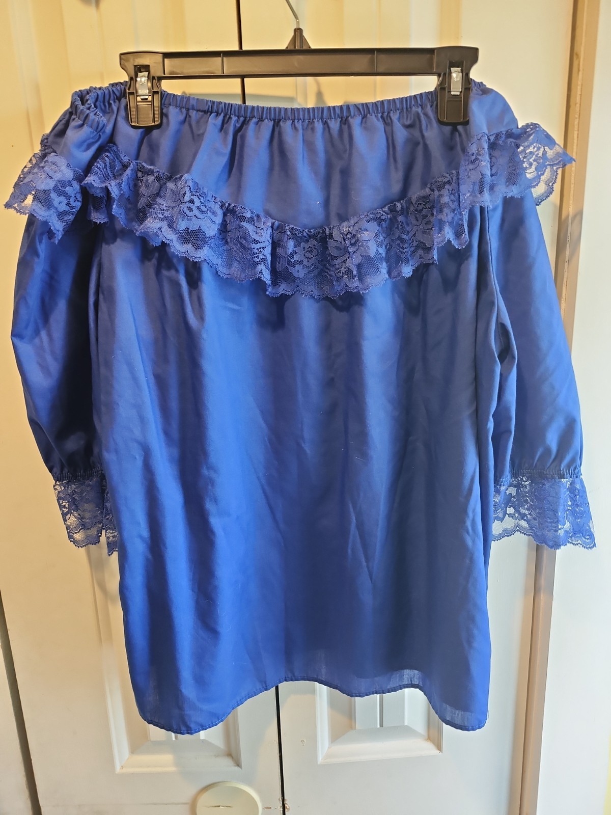 Partners Please! Malco Modes Square Dance Skirt XL & Blouse L Blue w White Lace