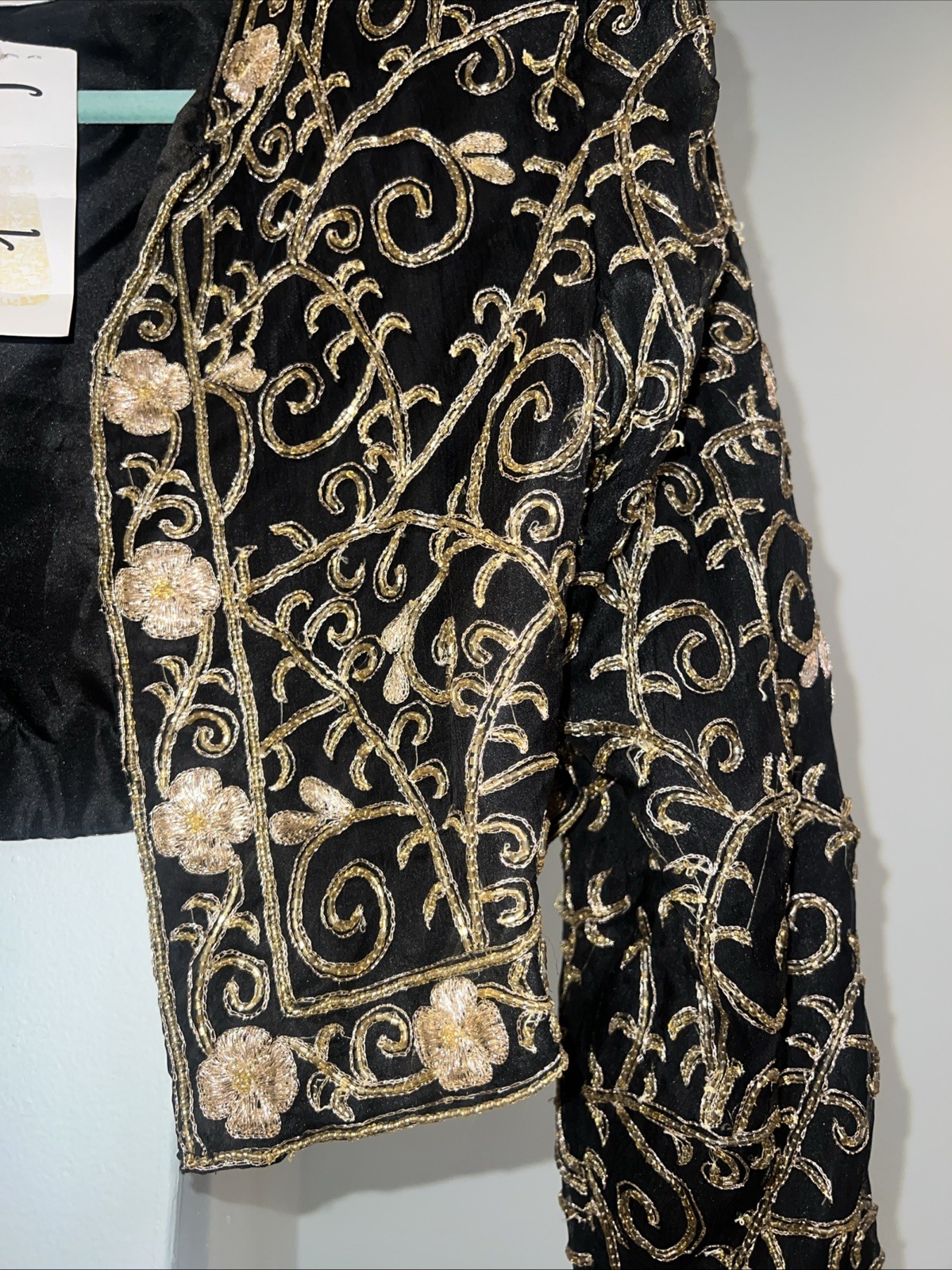 NWT 80s Laurence Kazar NY Vtg Glamour Gold Black Embroidered Jacket Silk Sz PL