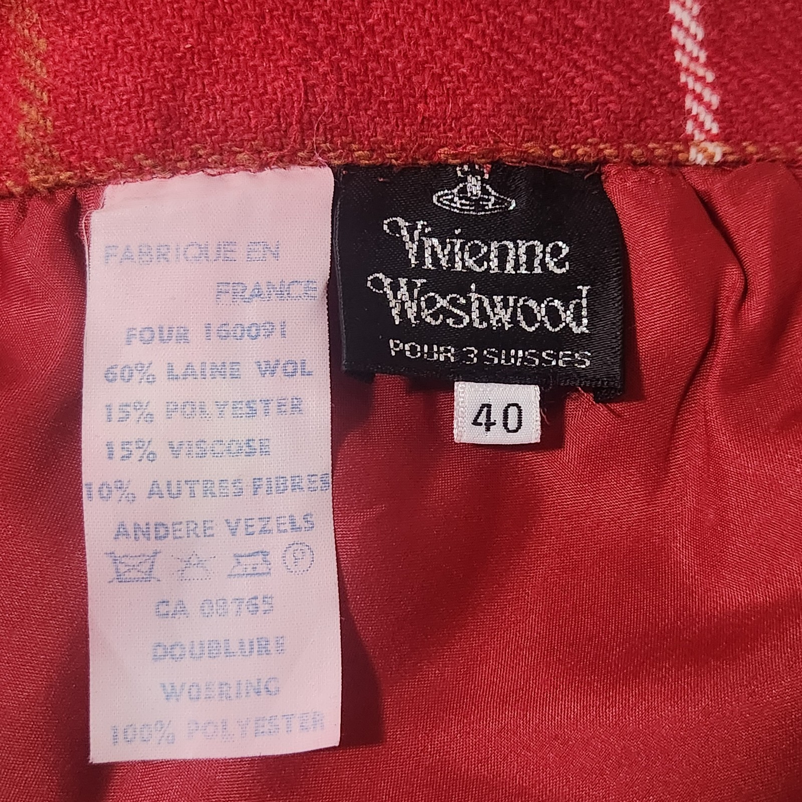 FW 1994 Vivienne Westwood On Liberty Wool Petales Skirt Plaid Red Mini Crini 90s