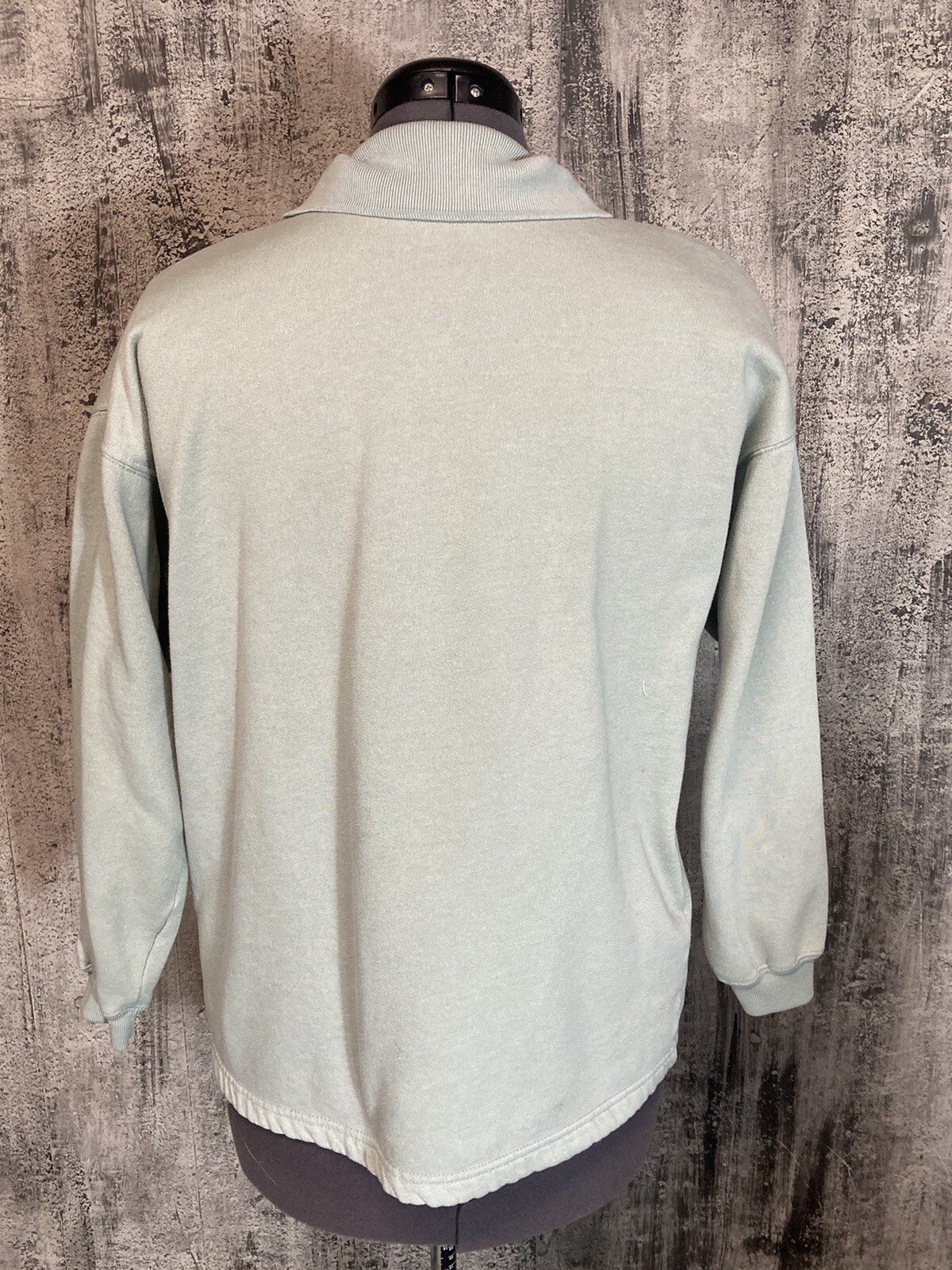 Vintage 90s Westport Embroidered Grandma Sweater Mint Green Floral Large Collar