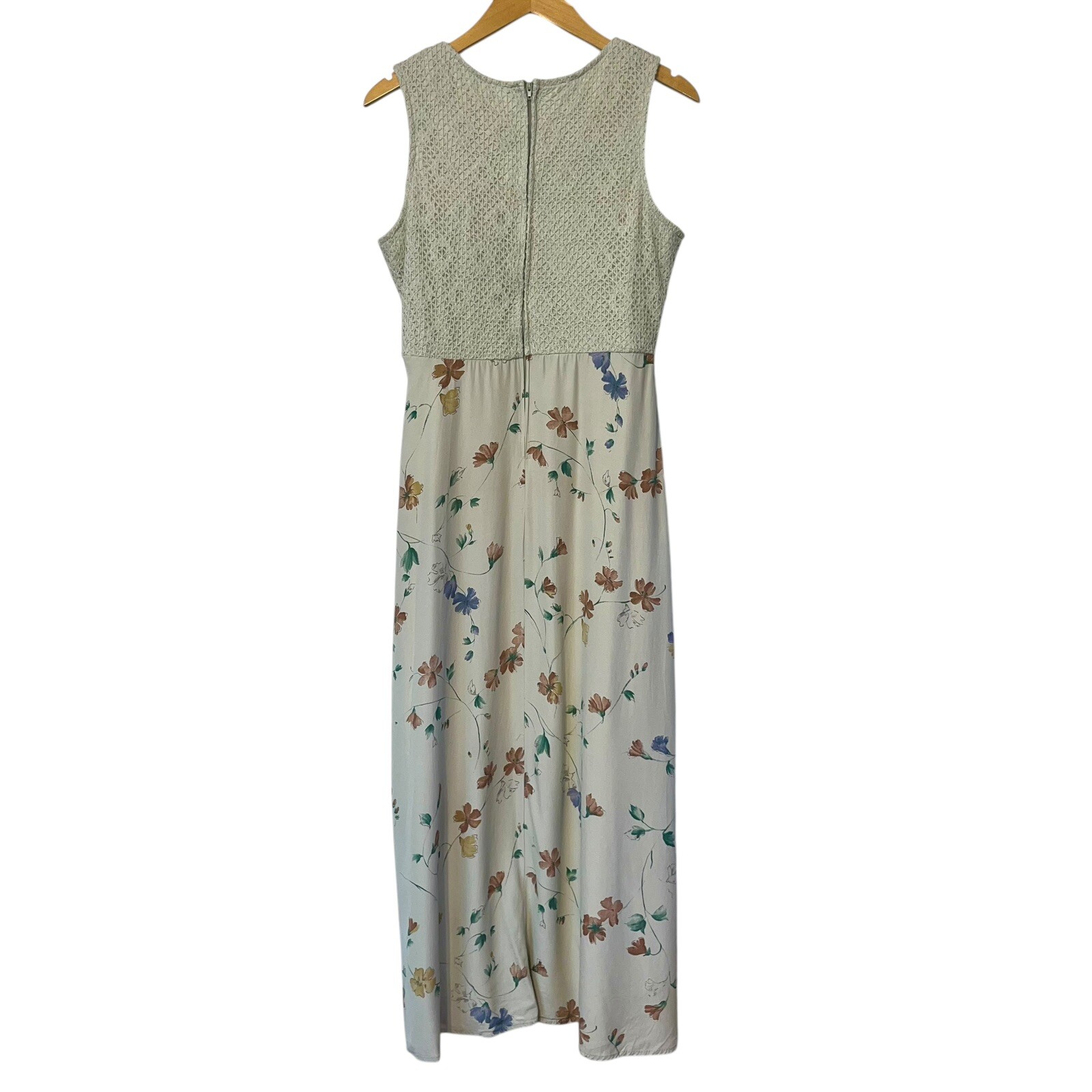 Vtg Sharade Of CA 90s Floral Crochet Top Maxi Dress Babydoll Sz 10 Y2K Fairy