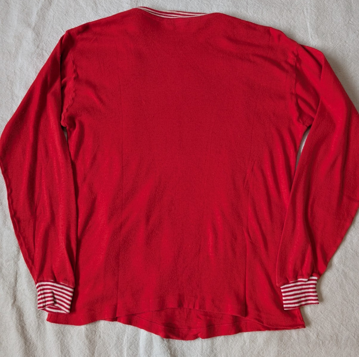 Hanes Vintage 60s Suede Knit Red Leisure Pajama 2 Piece Sweat Set Size LG