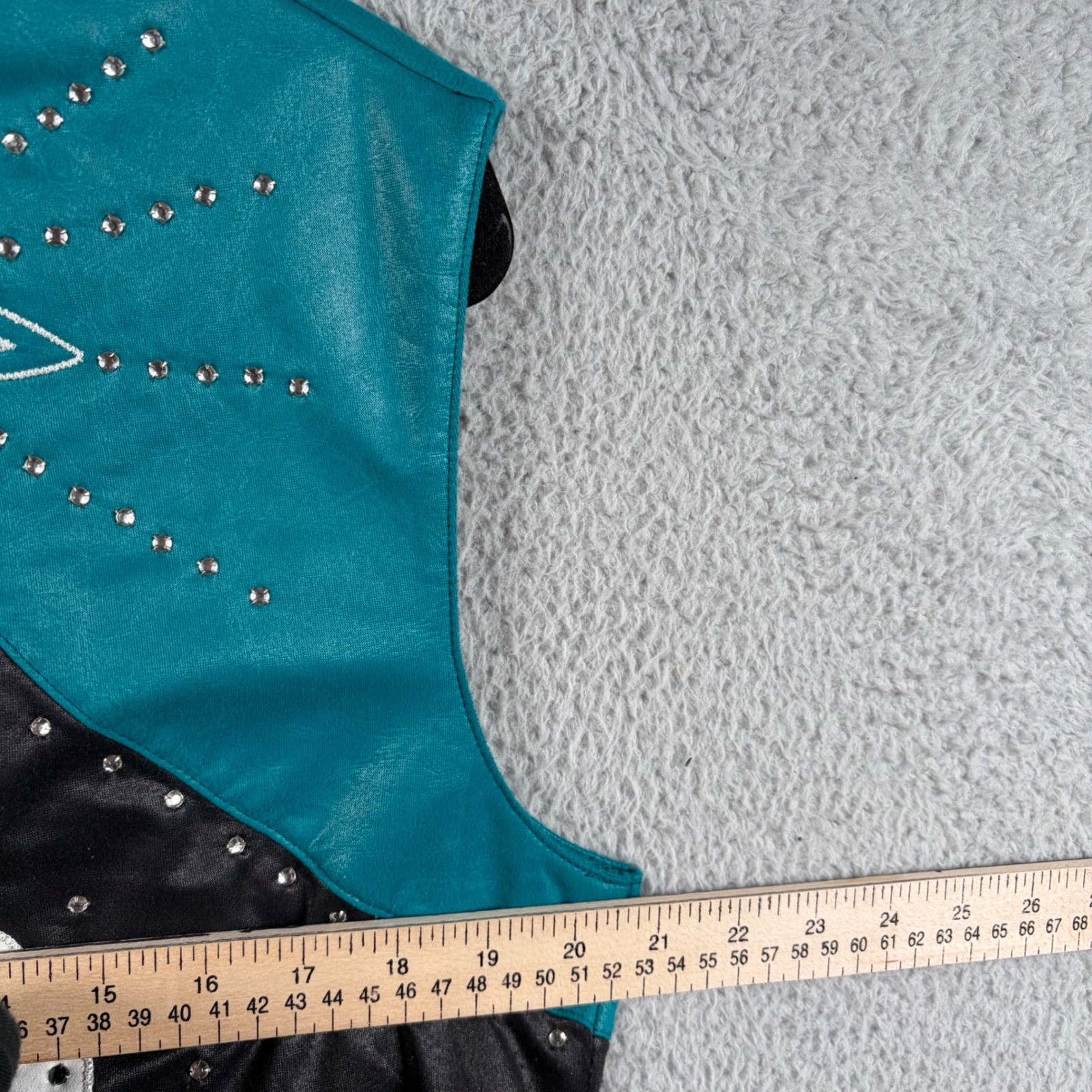 VTG 1849 Authentic RanchwearWestern Vest Teal Black Studded USA Cowgirl