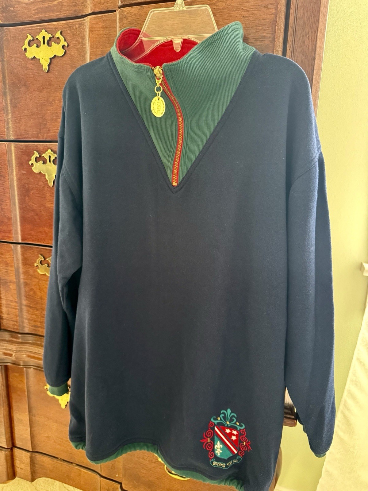 90s COLOR BLOCK TAIL SWEATSHIRT, Tail Activewear Women Size Small, Navy & Green