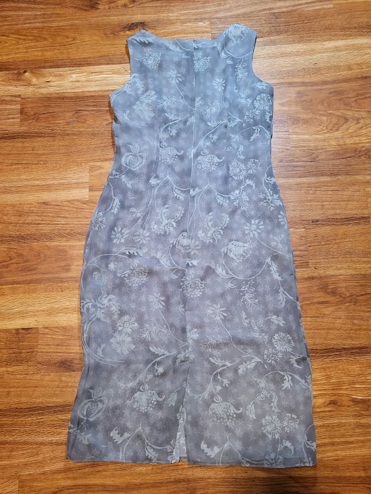 Vintage Mica Size 6 Gray Floral Midi Dress Y2K Grunge
