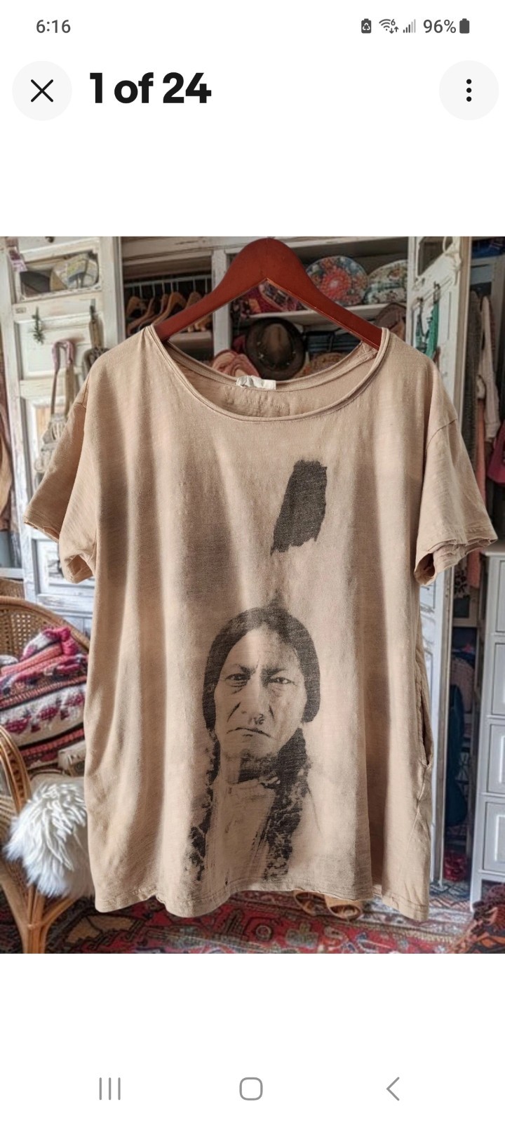 Free People Magnolia Style Cream Cotton hippie boho t-shirt top blouse shirt L