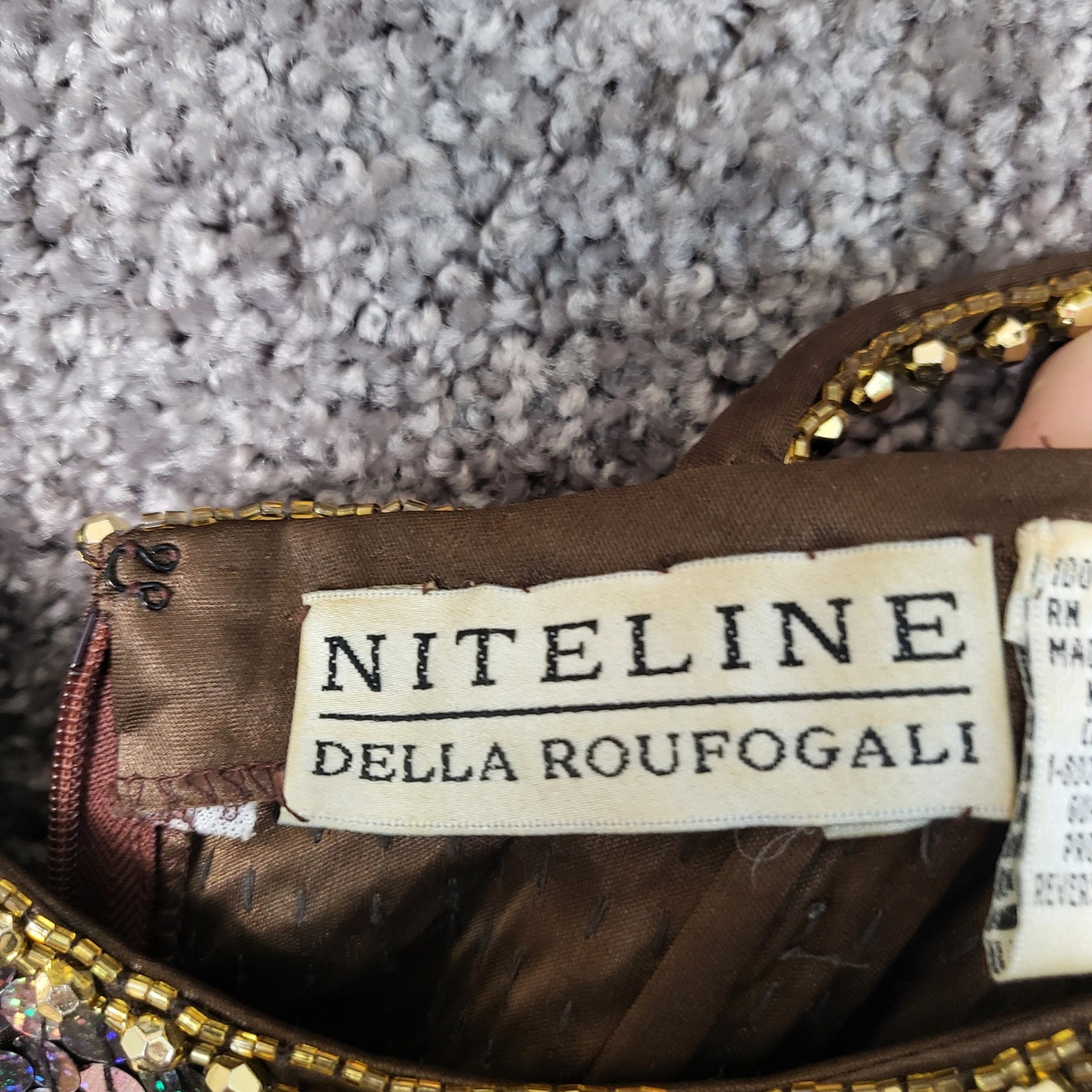 Niteline Della Roufogali Vintage Holographic Sequin Gown Brown Bronze Size 6