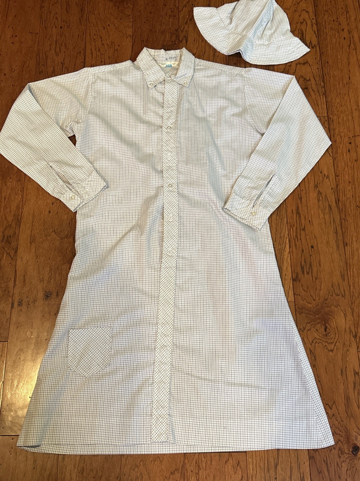 VINTAGE Sears Fashions Womens Medium Shirt House Yard Dress w/ Hat READ EUC
