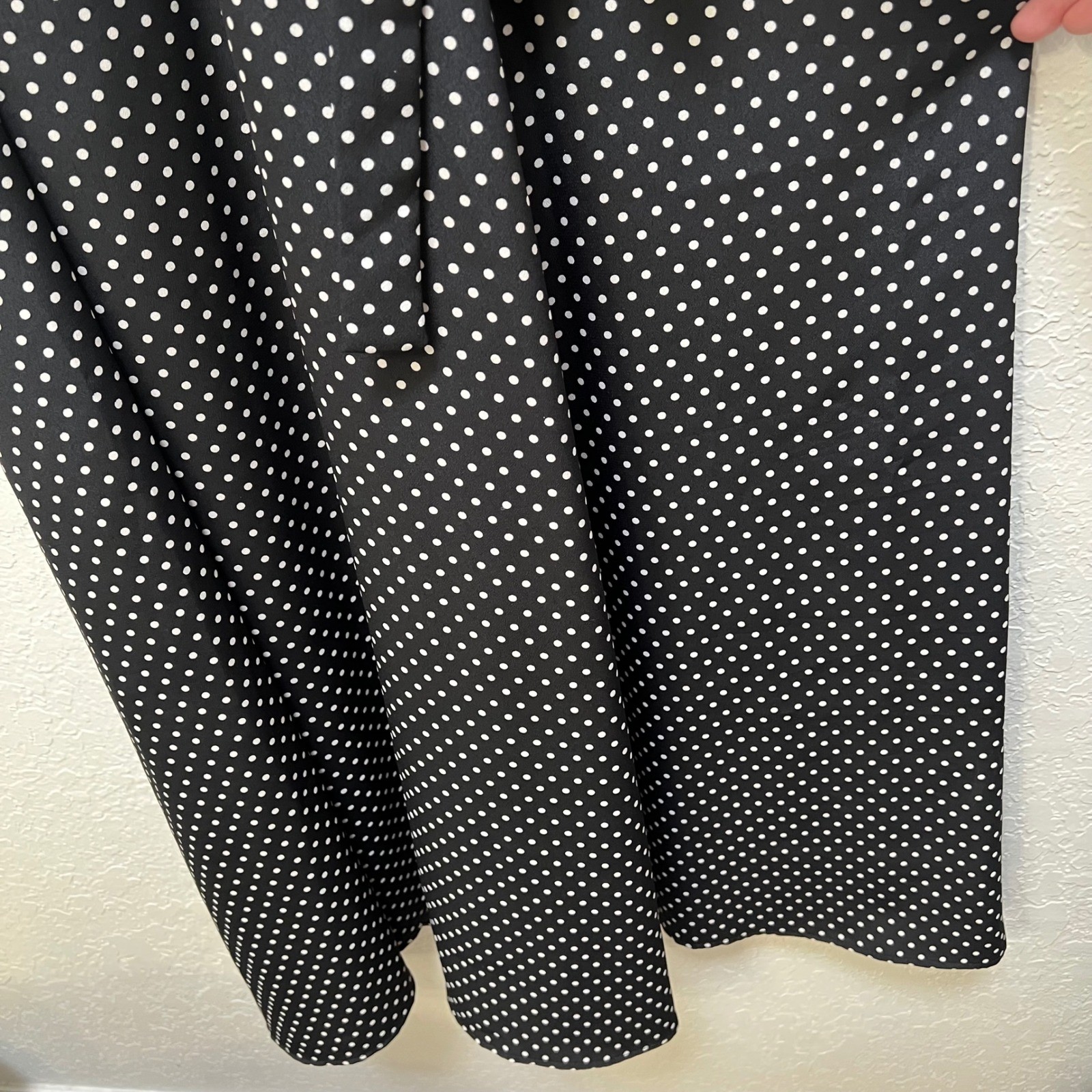 Vintage DJ Summers Polka Dot Wrap Midi Dress Black White Size 14 80s Belted