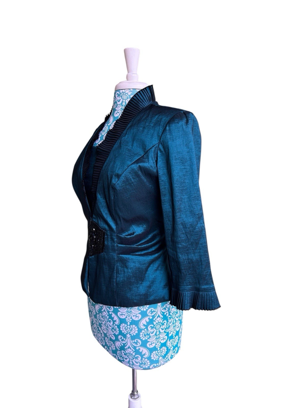 Carol Lin JR Nites Teal Jacket Top Camisole SET Evening Glam Holiday Christmas