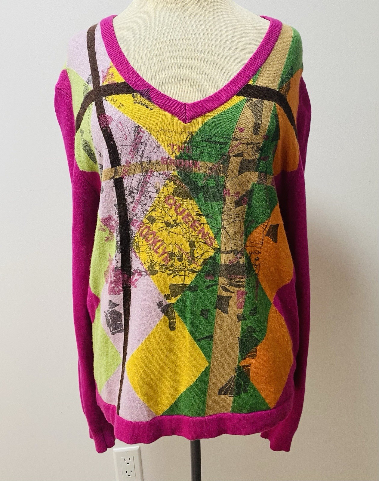 Rare Alessandrini Daniele 1990s Italian Cashmere Angora Wool Punk Sweater L VT