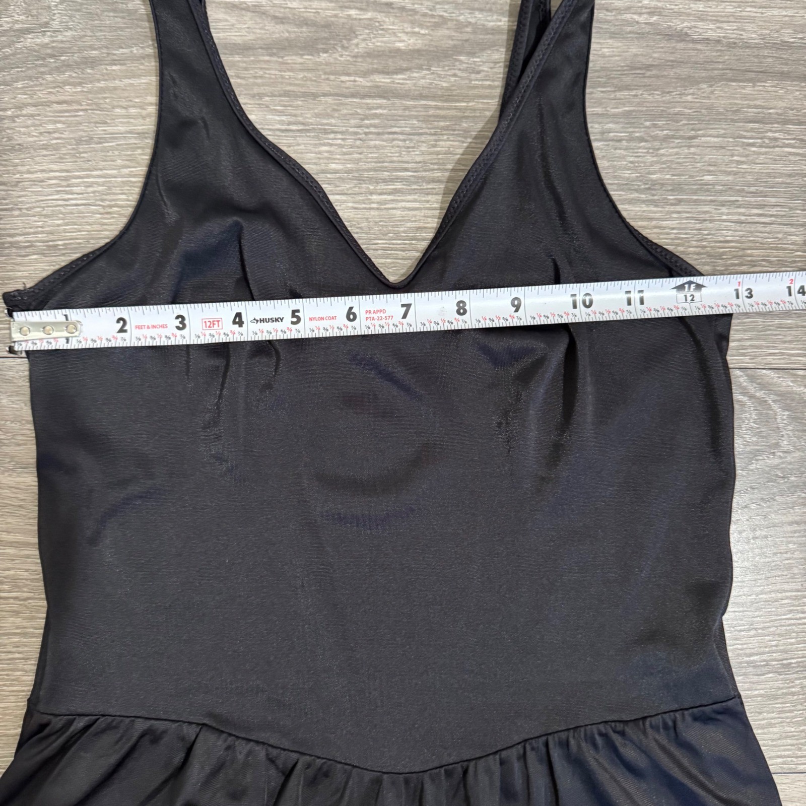Warners Perfect Measure Vintage Black Full Slip Lace Trim V-Neck 55728 Size 36