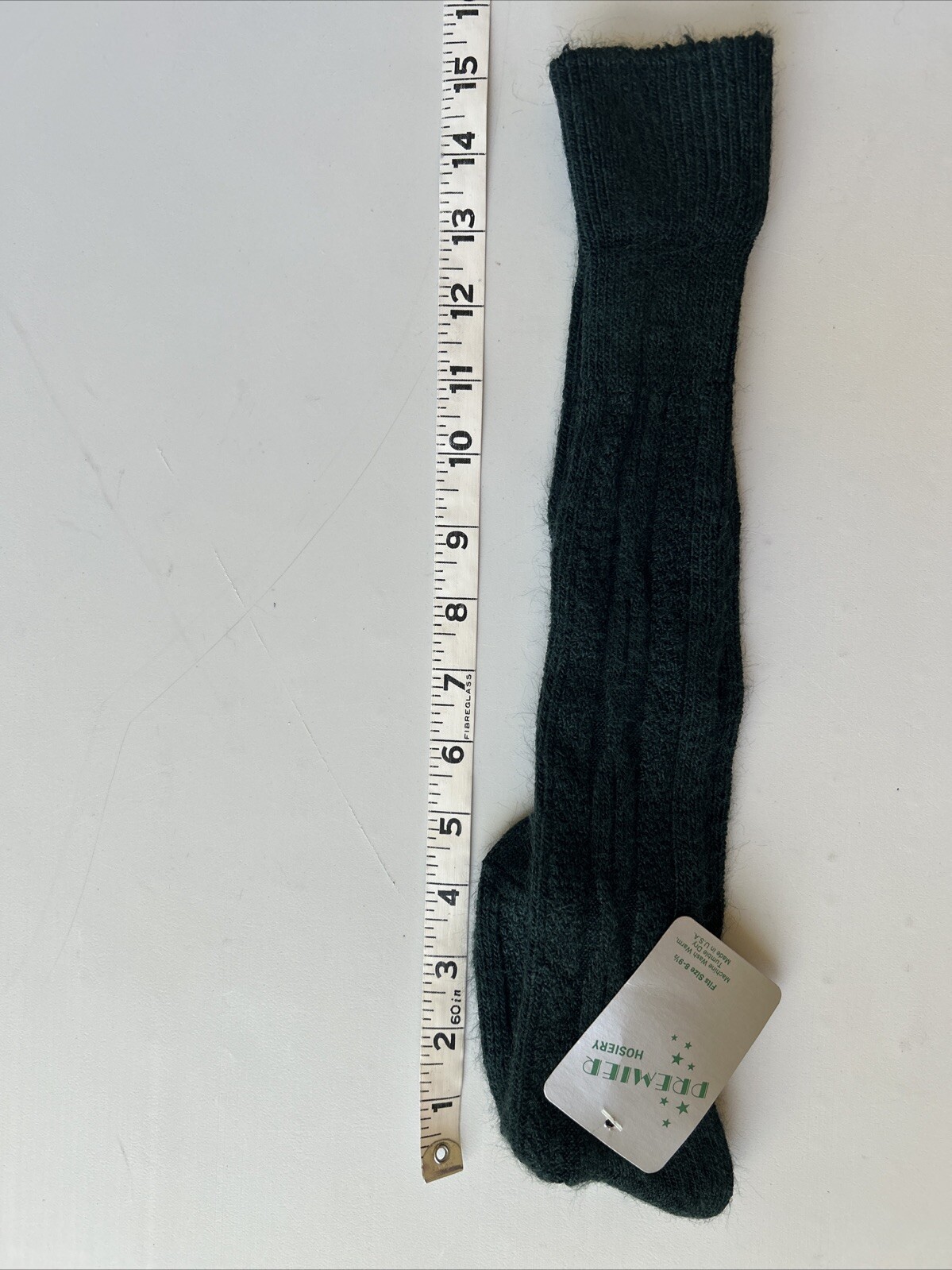 VTG Socks Premier Hosiery 80s Cable Knit Green NOS 8-9.5 Sock Sz USA Stocking