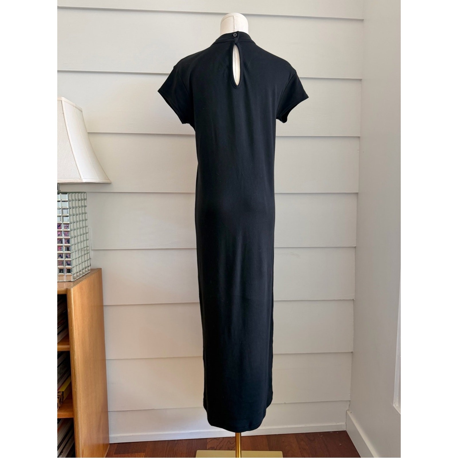 Vintage 90s Calvin Klein Classifications Black Cotton Dress Minimalist Luxury