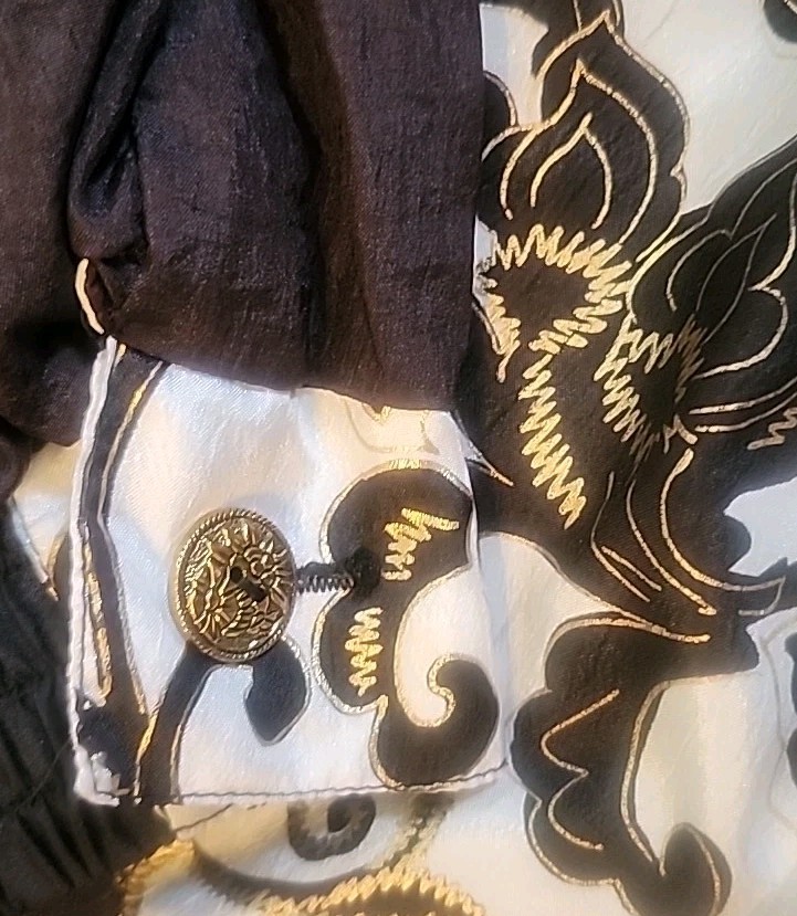 Vintage Lavon 1980-90s Tracksuit Windsuit Sz M Retro Lined Black Gold Floral