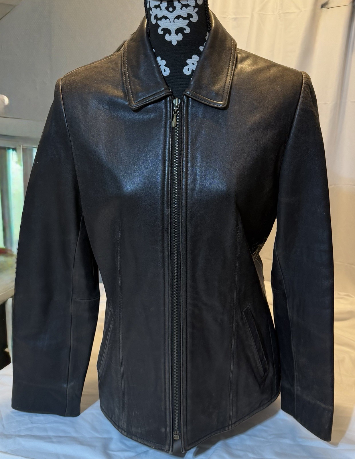 Vintage Lord & Taylor Brown Leather Jacket Size 4 90s Y2K Minimalist Indie Sleek