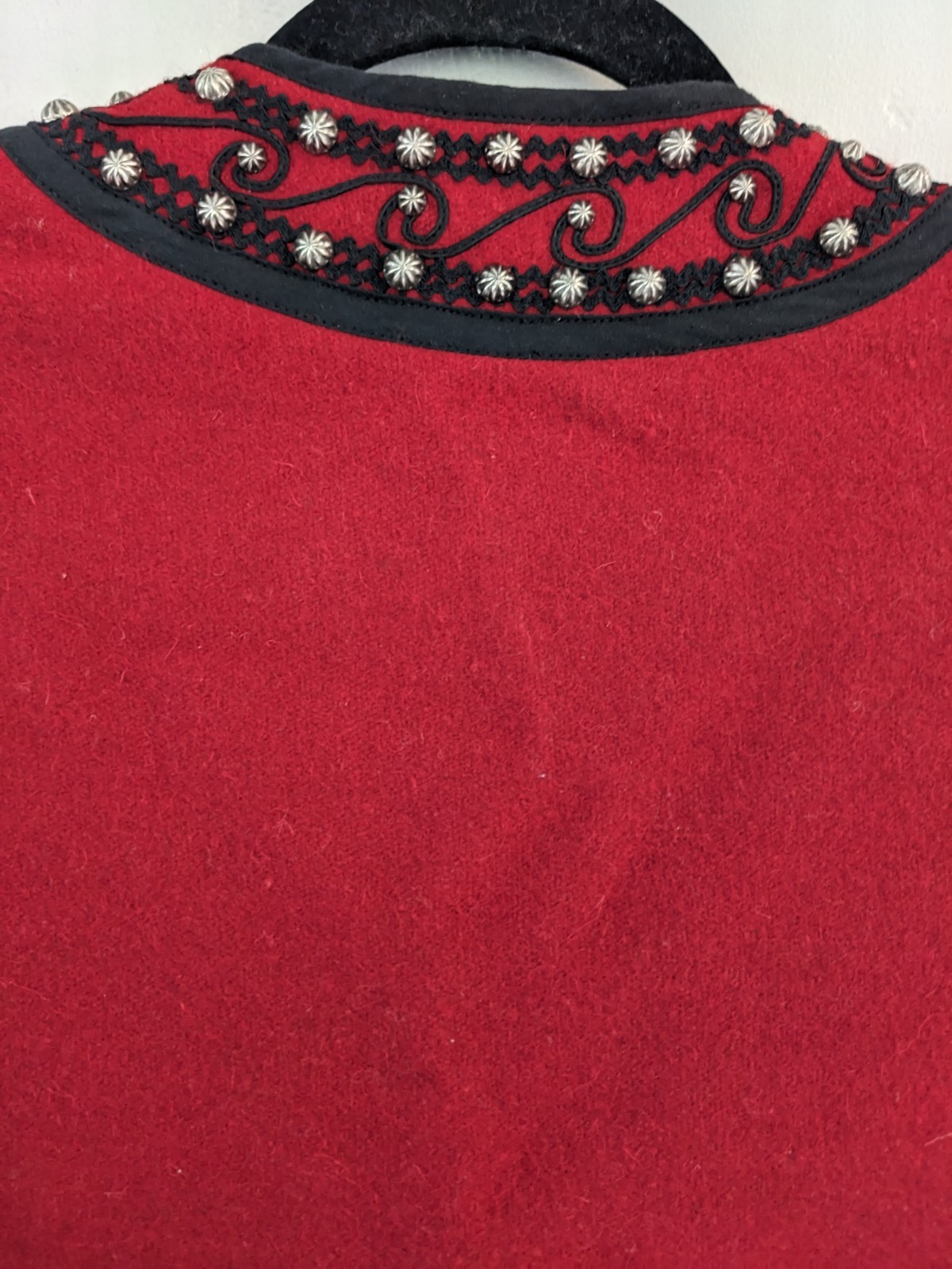 Vintage Silver River Red Black Wool Vest Gold Studded Women’s Size XL
