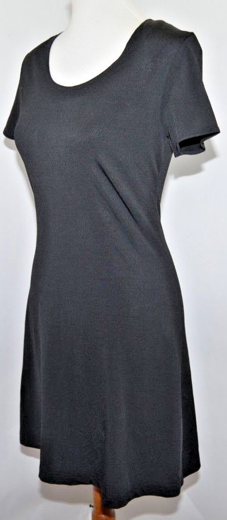 VTG Hampton Nites Classic Solid Black Cap Sleeves Shoulder Pads Dress Womens 4
