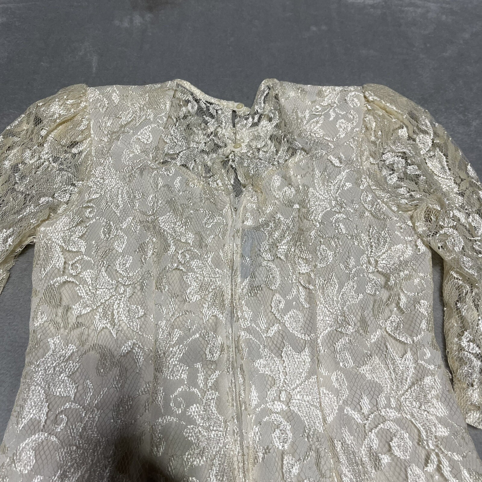 Vintage Ala Carte California Dress Womens 80s Cream Lace Party Prom Wedding