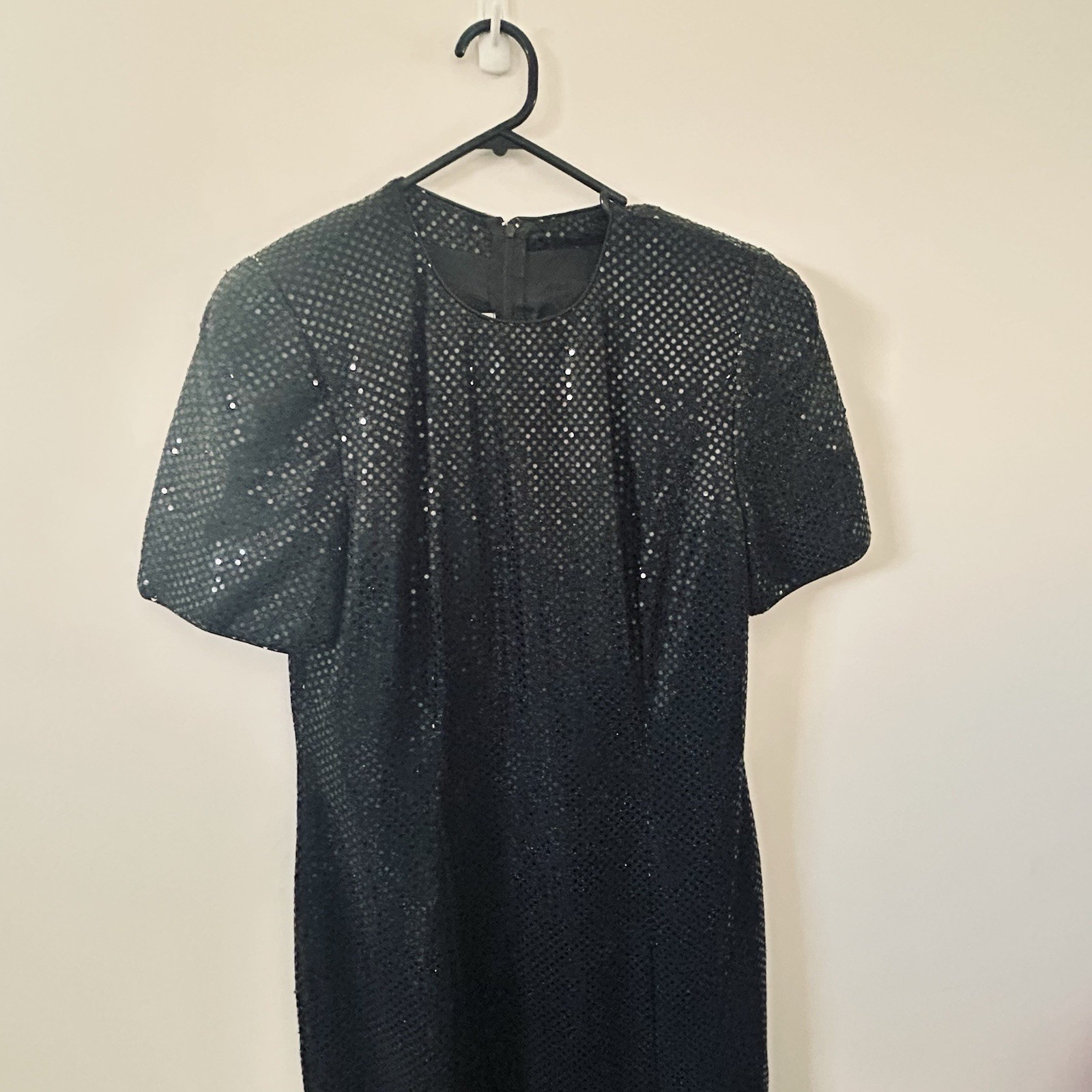 Keri Craig Dress Black Size 10-12 AU&UK/6-8 US Vintage Sequin Midi Front Split
