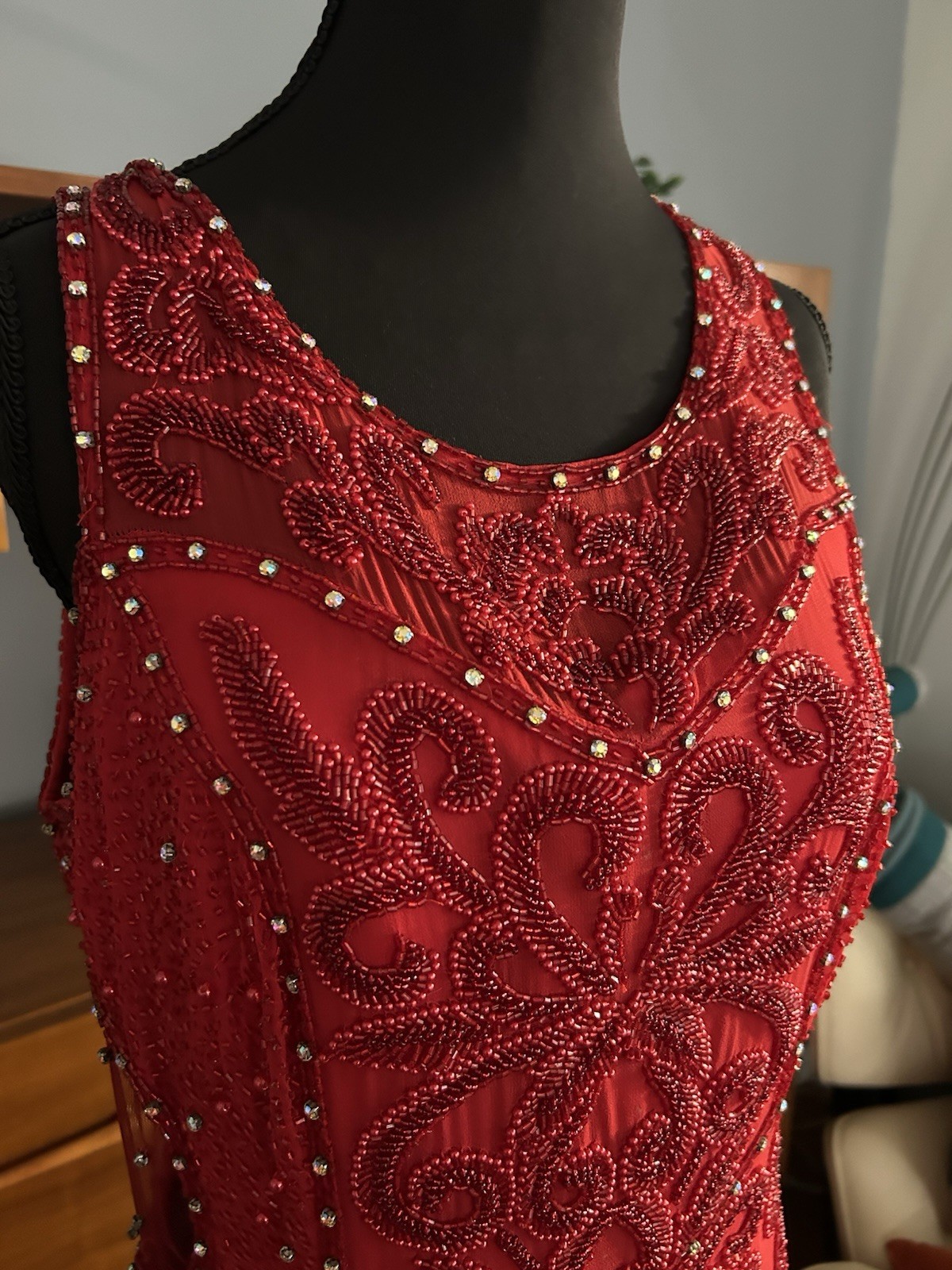Vintage Red My Fashion dress Gown With Sequins And Beads Women’s 16