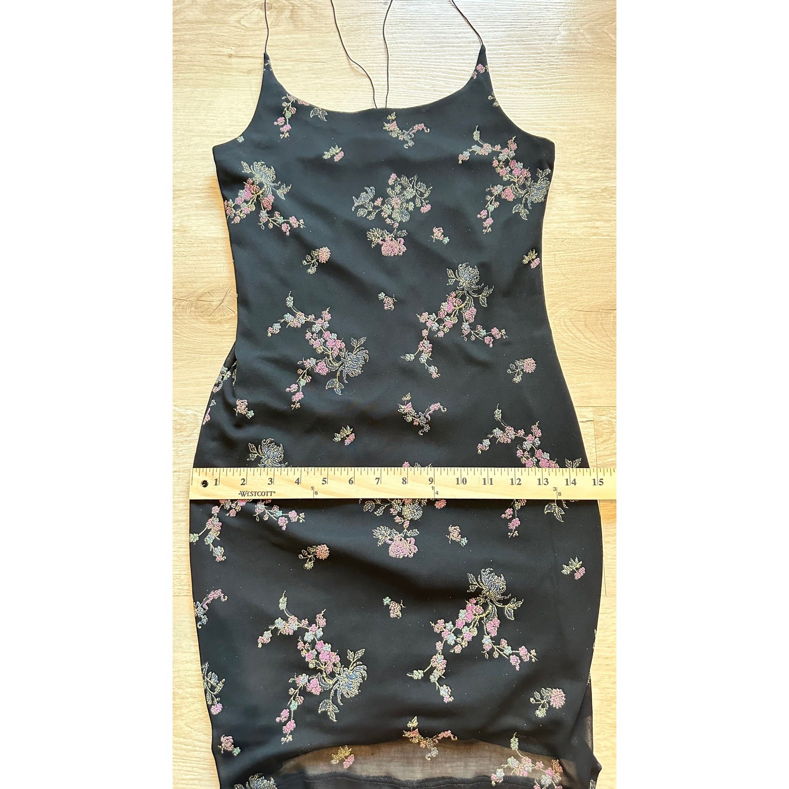 Vintage 90s Cottura Slip Dress Womens M Goth Grunge Witchcore Mesh Made in USA