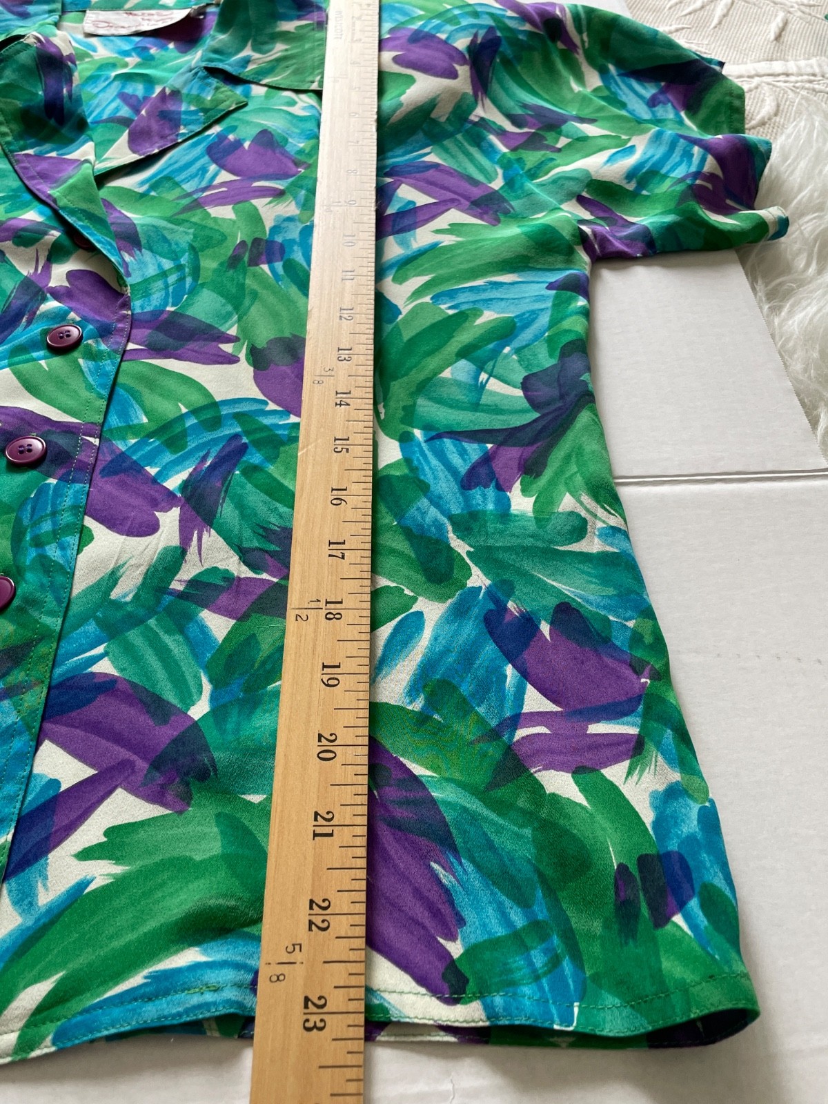 Vintage Miss O Oscar de la Renta Silk Blouse and Skirt Size 4 Pockets Floral