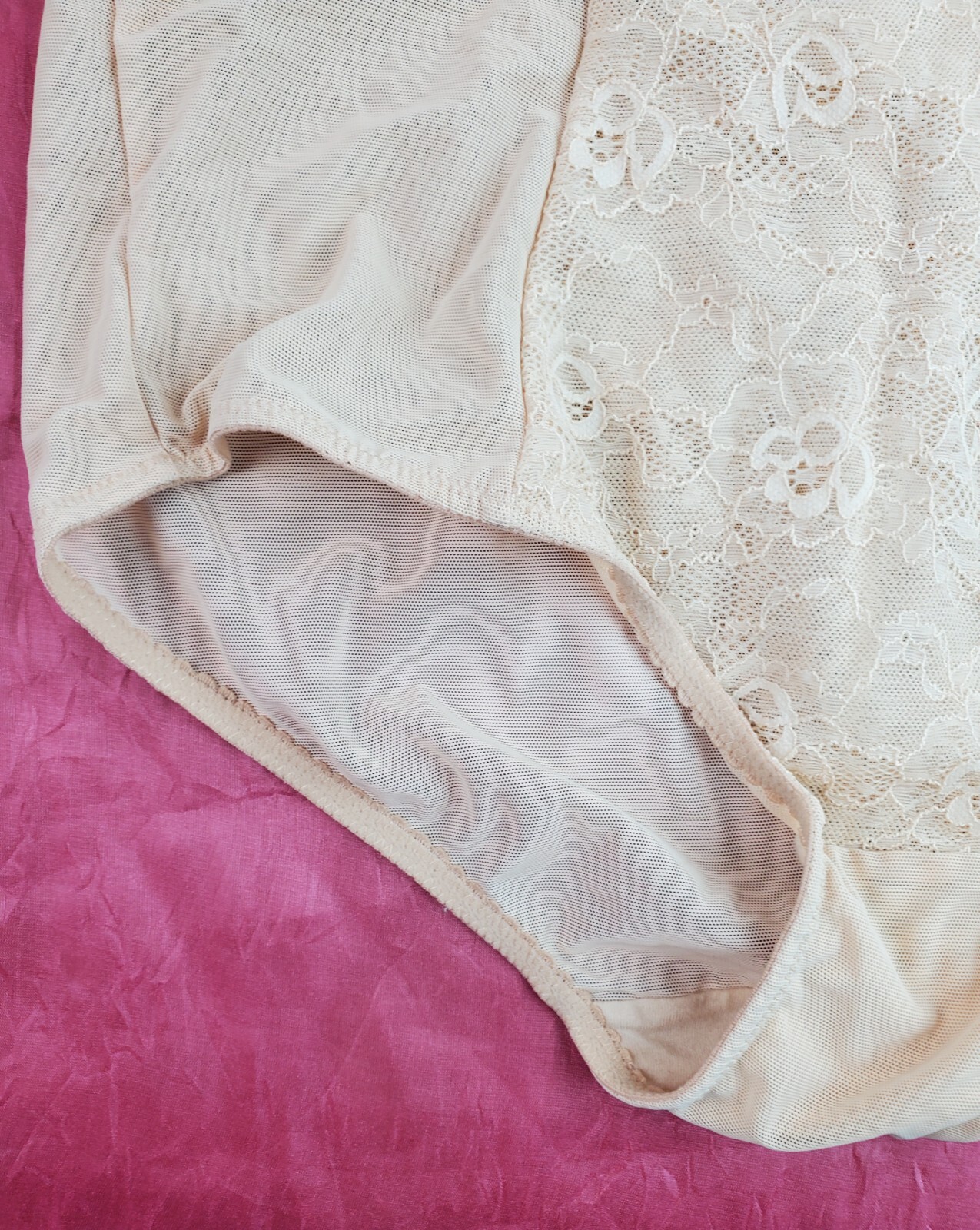 Vtg Panty Girdle Sz 16 Lace Mesh Sculpting Granny Cincher Brief Sissy Pin-up