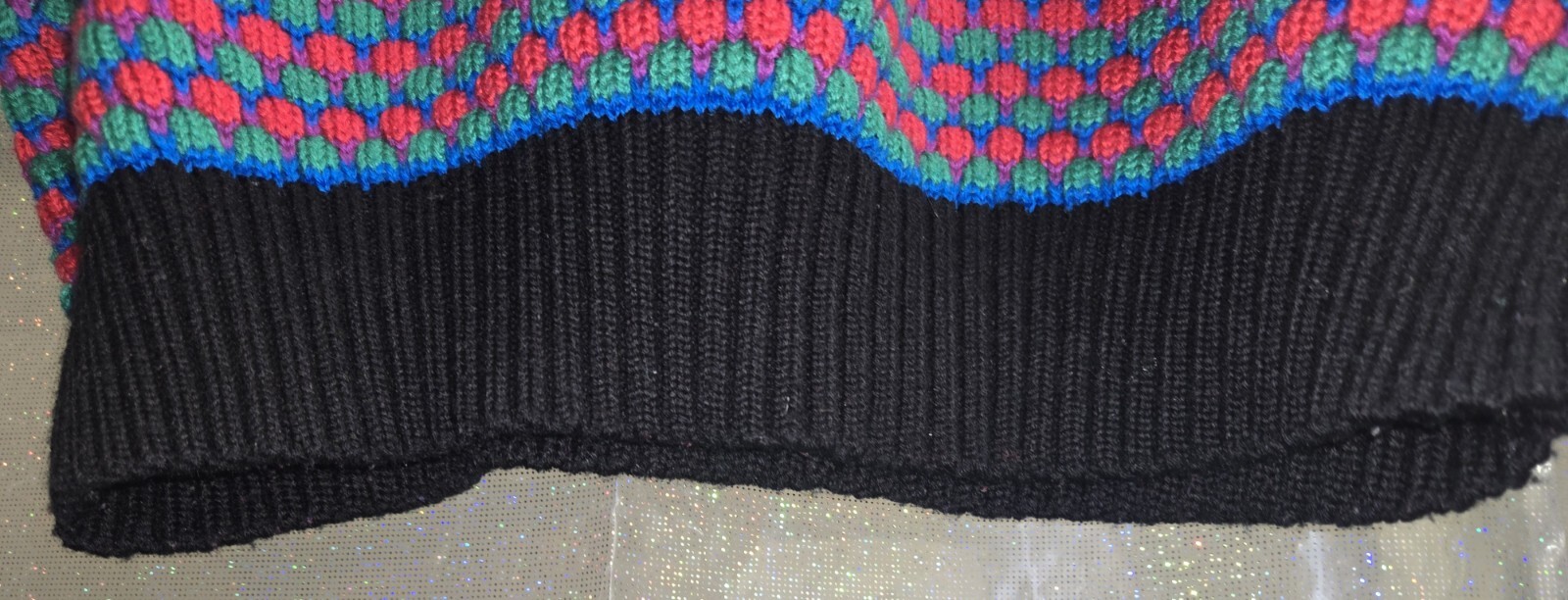Vintage Women’s OP Geometric Pink, Green, Blue Print Sweater 3/4 Sleeve