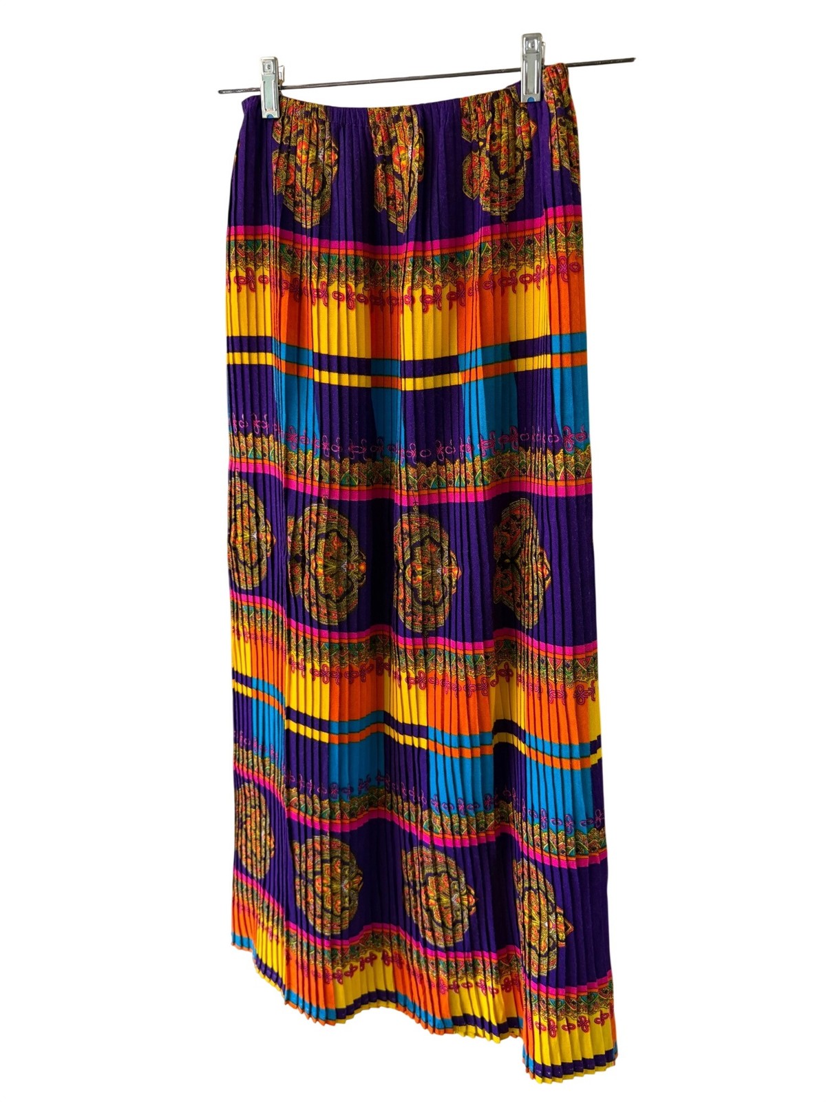 Rhapsody By Glazier Womens Accordion-pleated Maxi Skirt Size M Multicolor Vintag