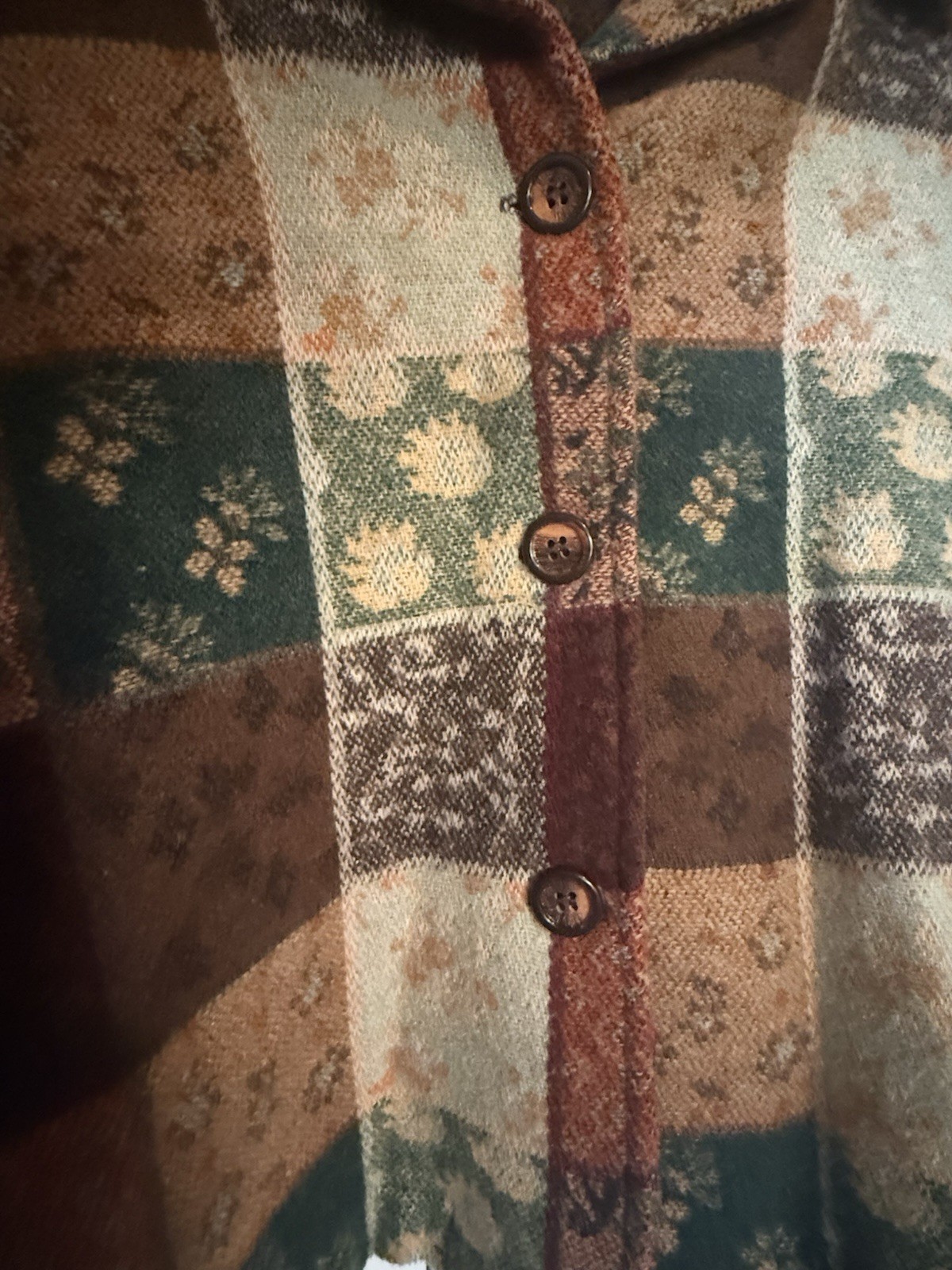 Vintage David Paul Tapestry Jacket Patchwork Floral Earth Tone Women Size L