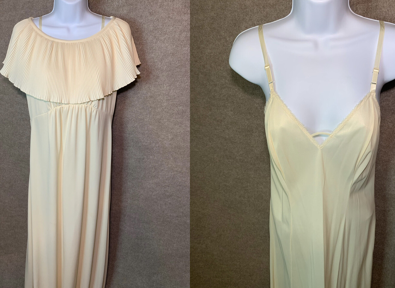 Vtg Nightgown S 32 Robe Peignoir Set Gown Silky Nylon Nude Empire Egyptian Long