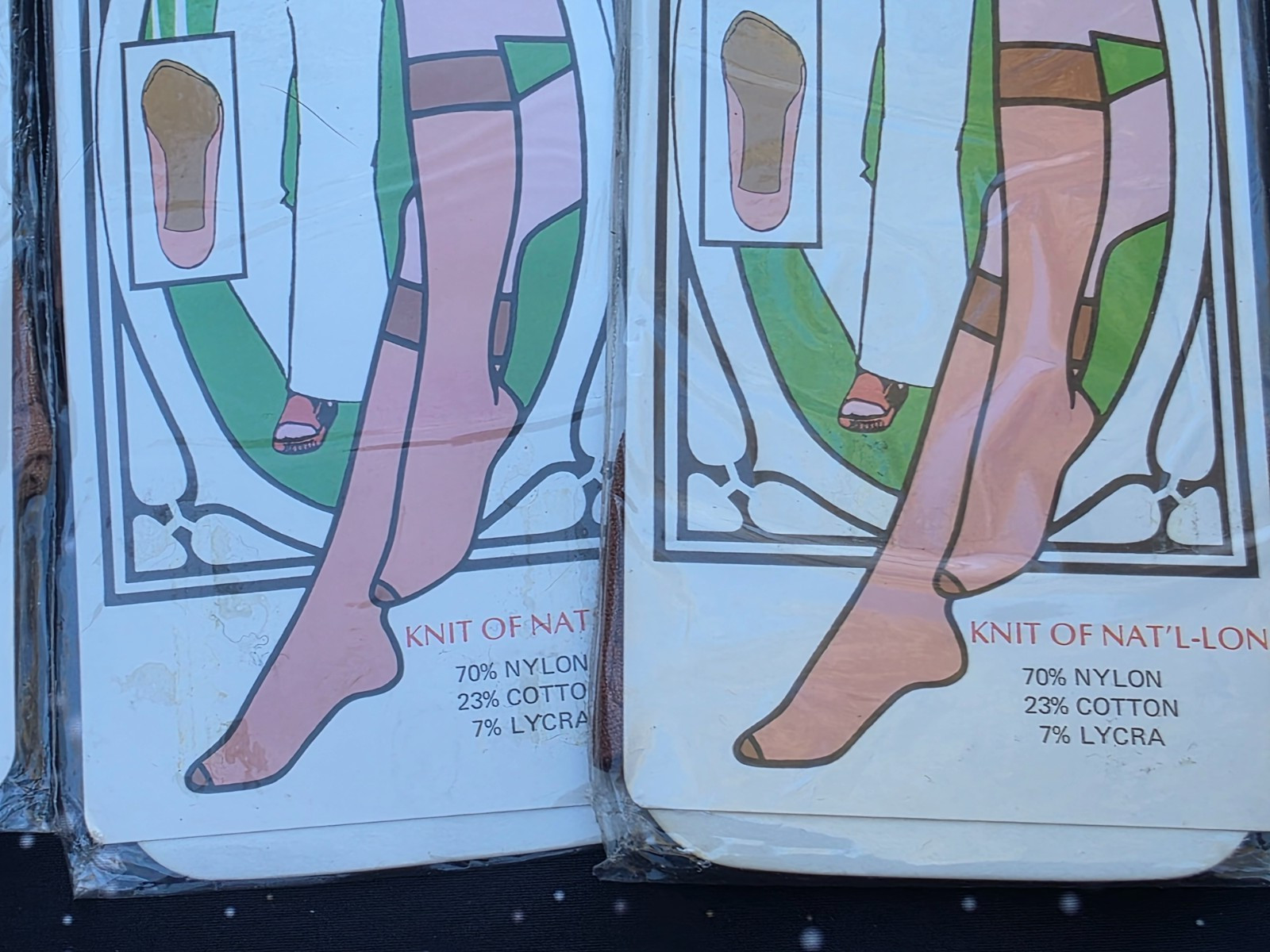 3 Vintage Beige/Tan Knee Highs by National COTTON SOLE FIRM HOLD Sealed NOS USA