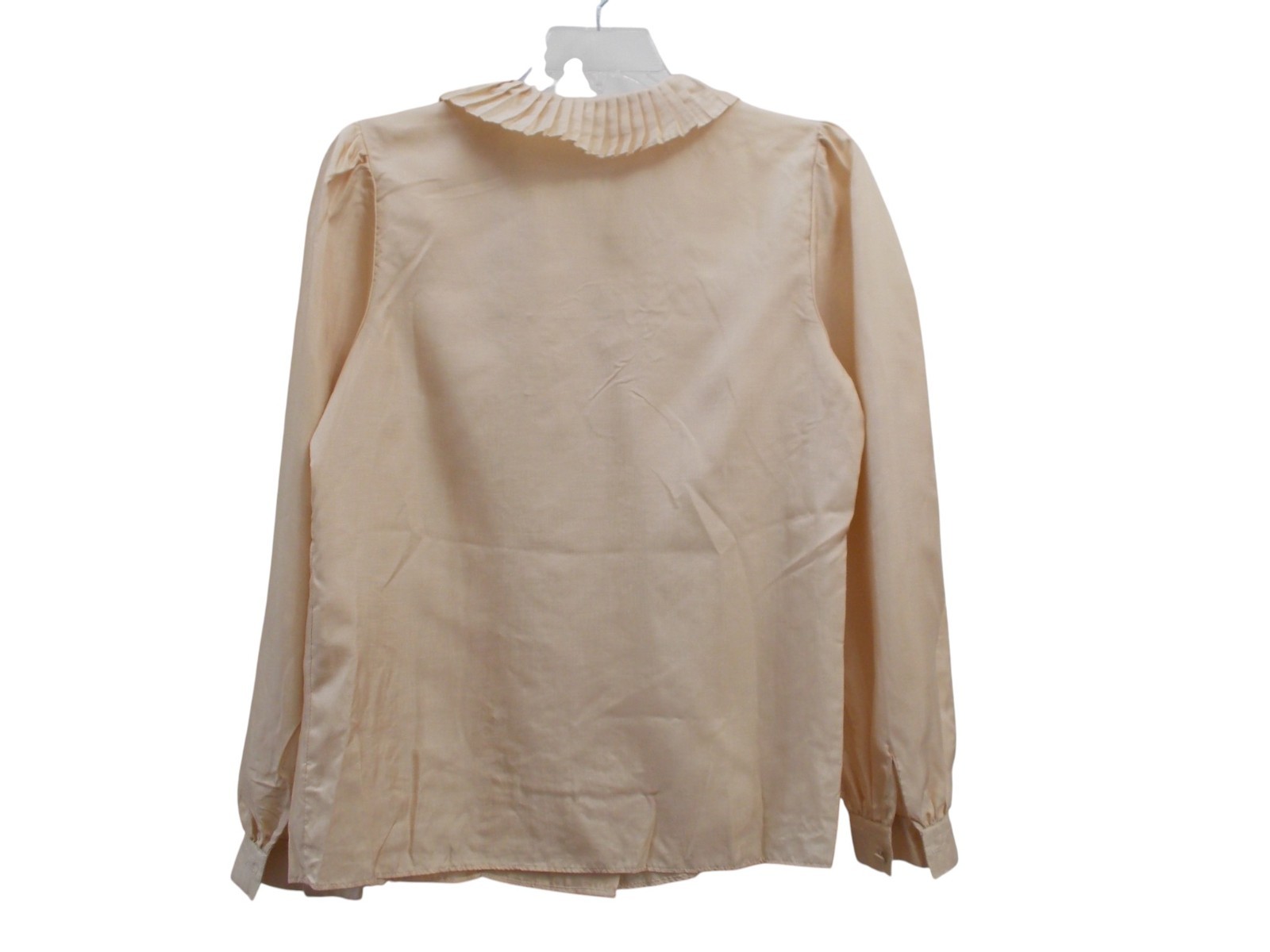 VTG JH COLLECTIBLES Ecru Pleated Ruffle Neck Long Sleeve Secretary Blouse Sz 12