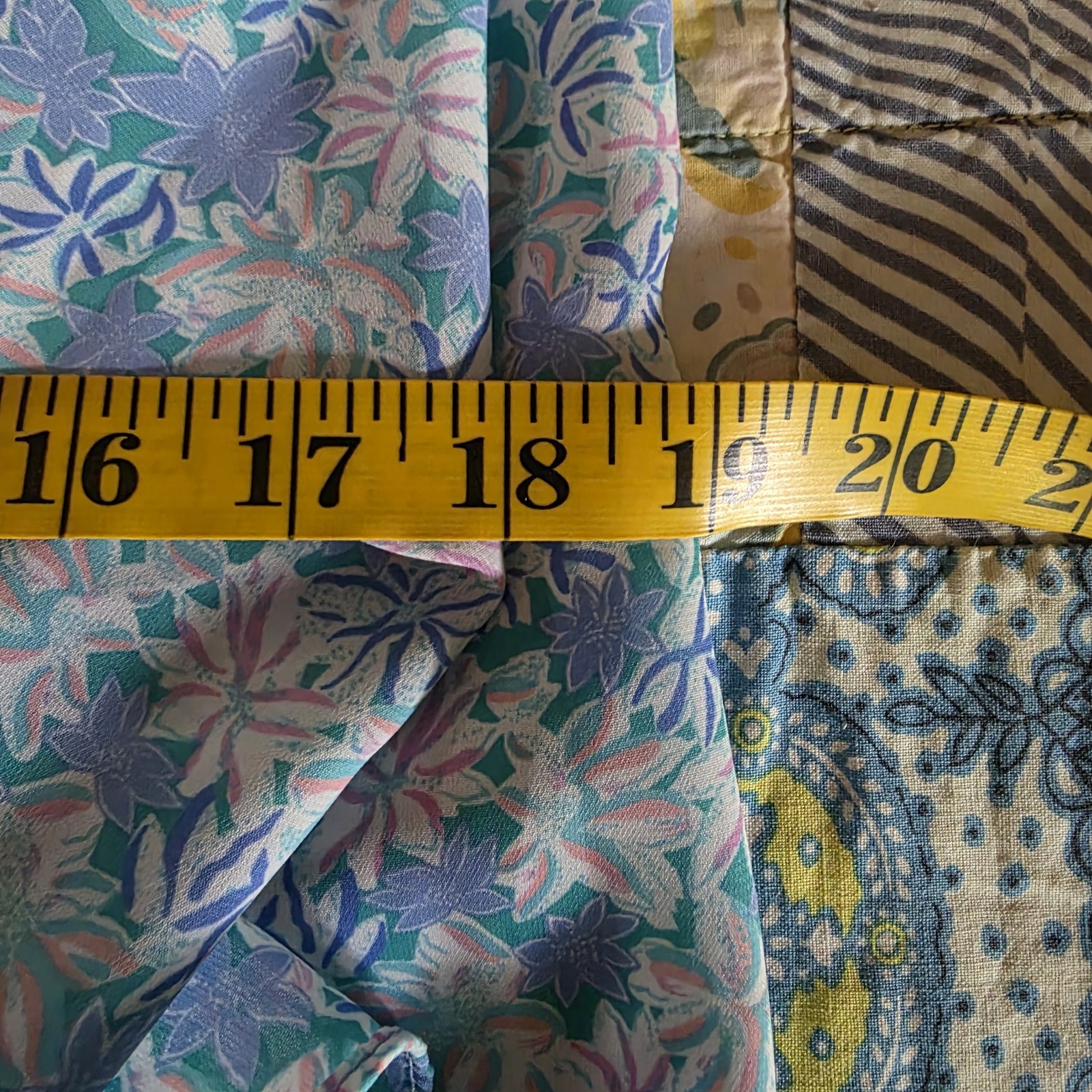 ​Vtg 80s Peplum Blue Floral Wrap Dress Puff Sleeve Ruffles Cottagecore S M USA
