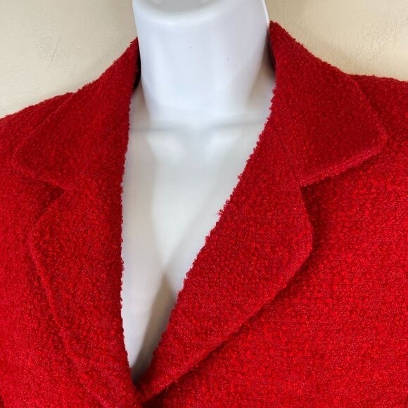 Vintage Herman Geist Boucle Jacket 8 Red Preppy Timeless Wool Blend Button Up