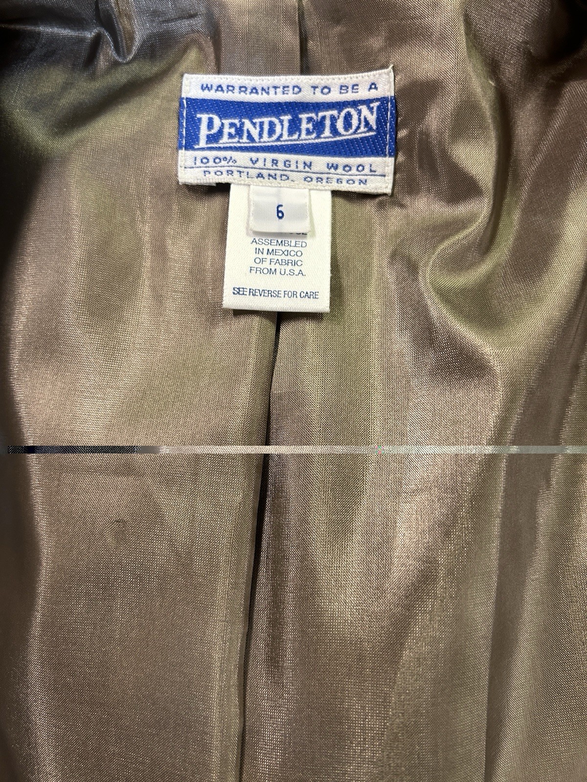 Vtg Pendleton Wool Blend 2-Pc Women’s Gray/Brown Suit Blazer, Pants Sz 6