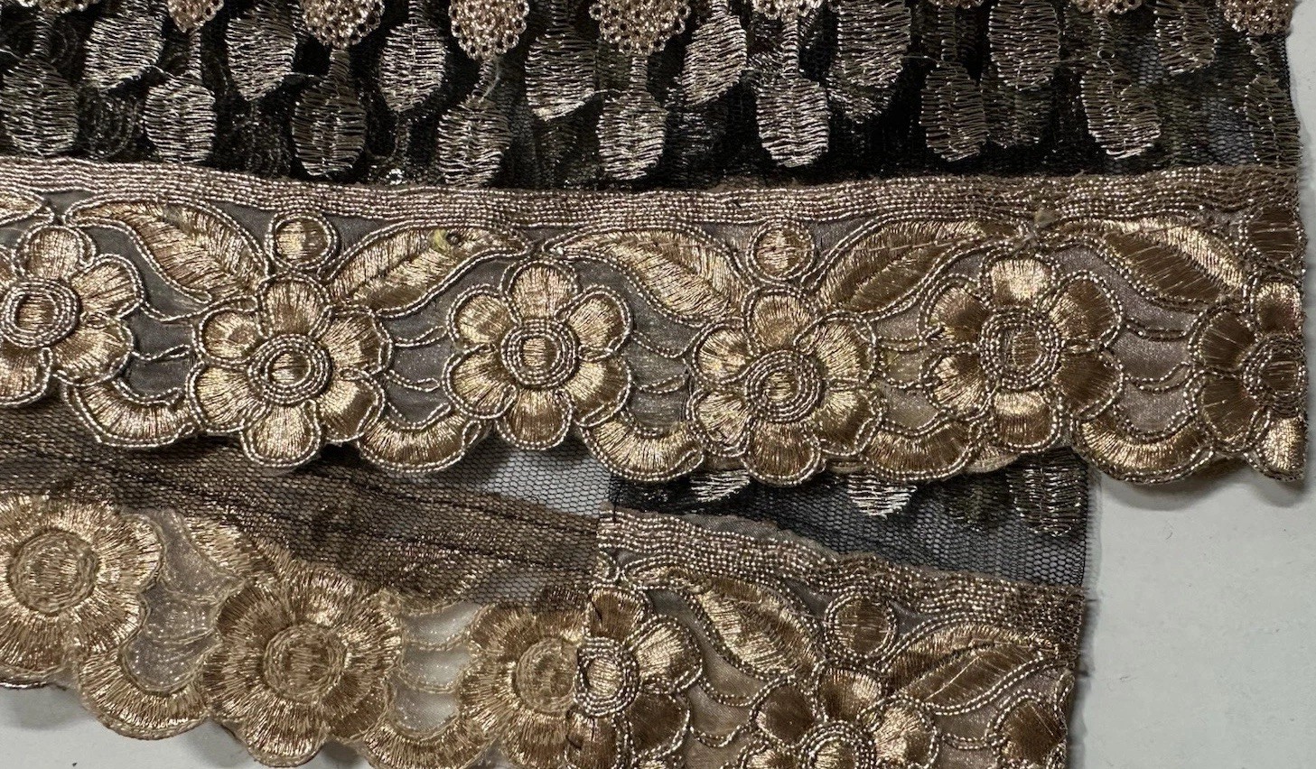 Metallic Embroidered Formal Kaftan Dress & Scarf Black Gold 50” Long