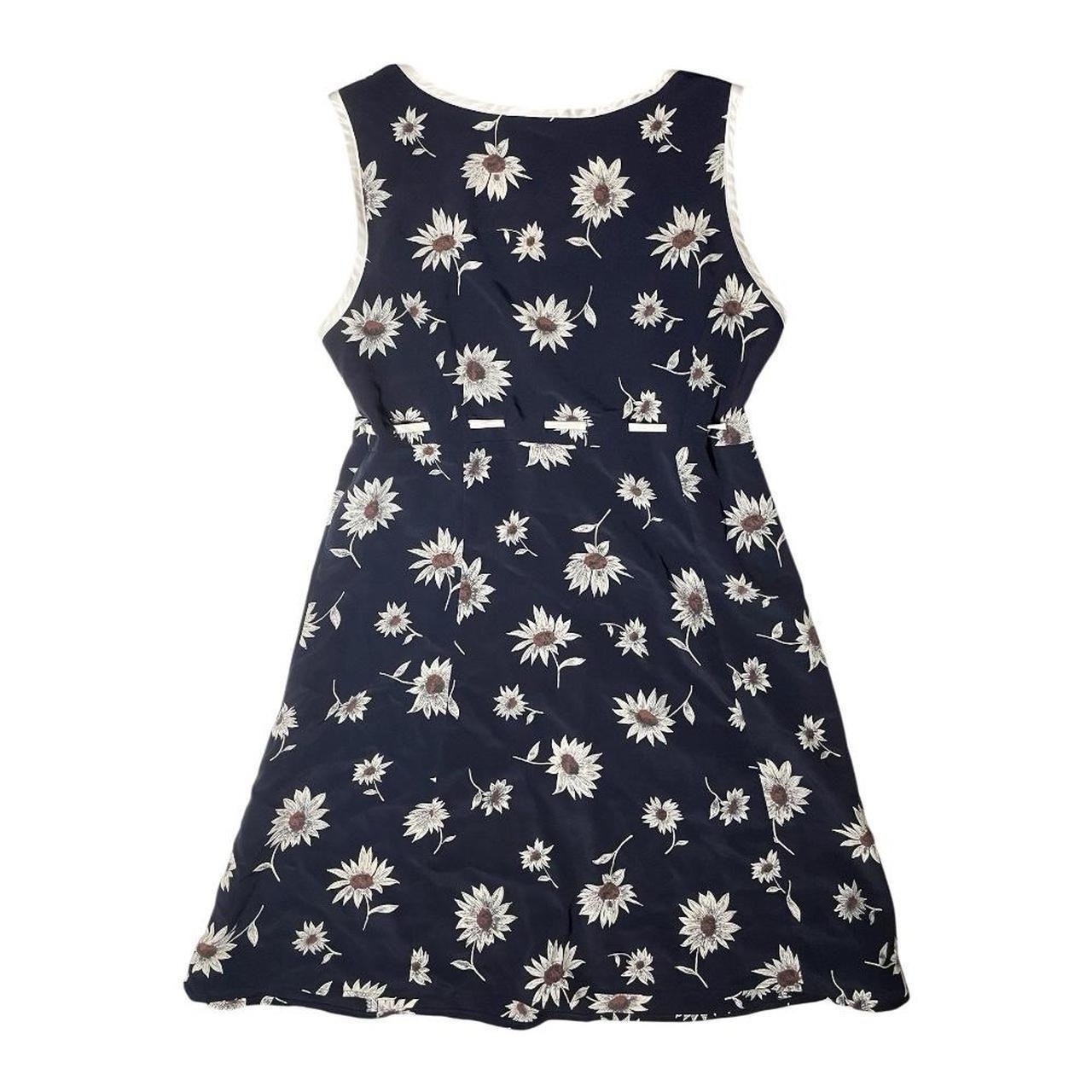 Vintage 90s Be Smart Dark Navy Daisy Floral Summer Dress Sz 11 Made In USA