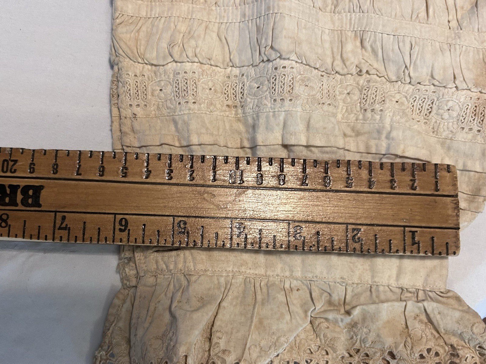 Vintage White Cotton Bloomers Long Underpants with Eyelet Lace Trim