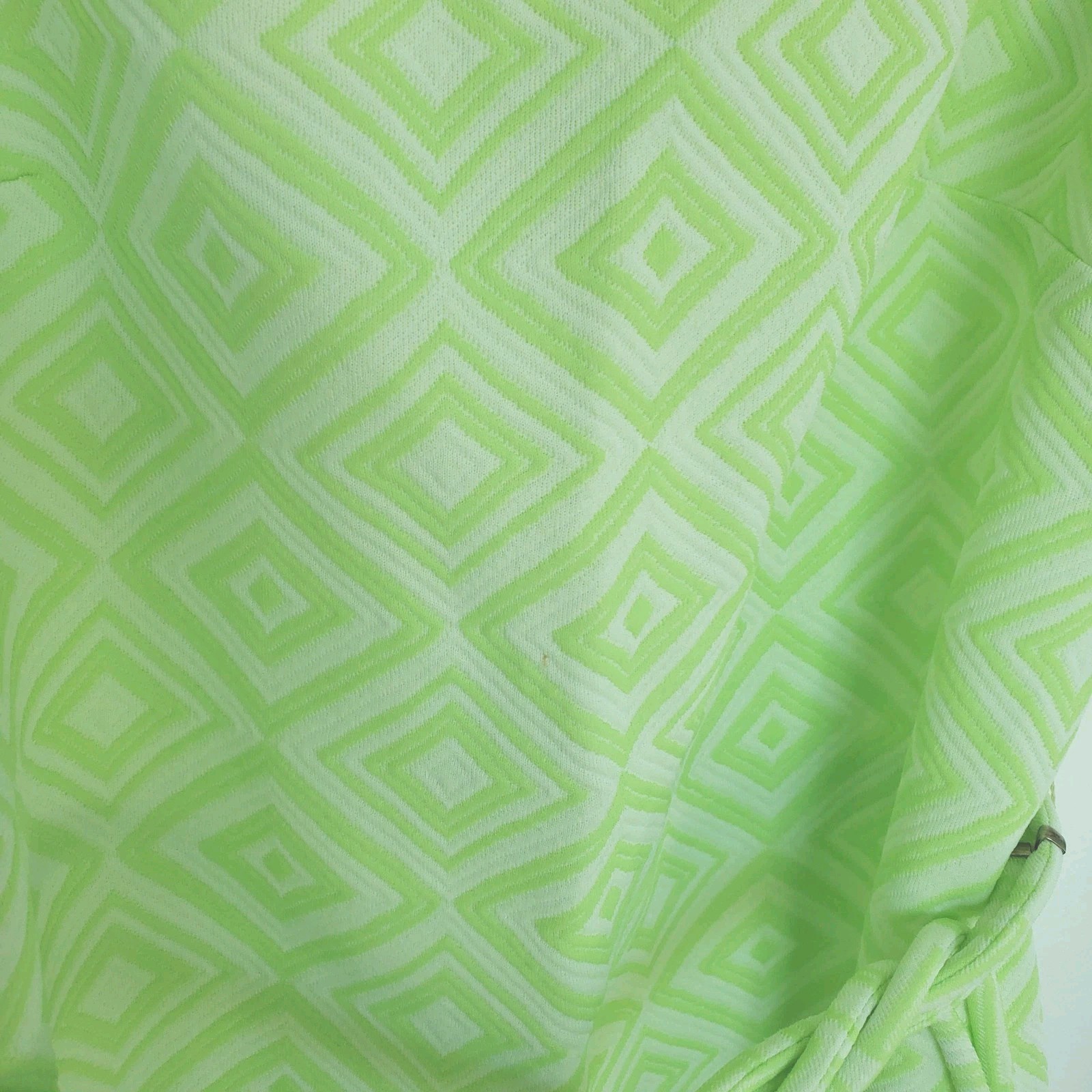 VTG 60s Lorac Original Mod Dress Lime Green White Geometric Shift Belted L/XL