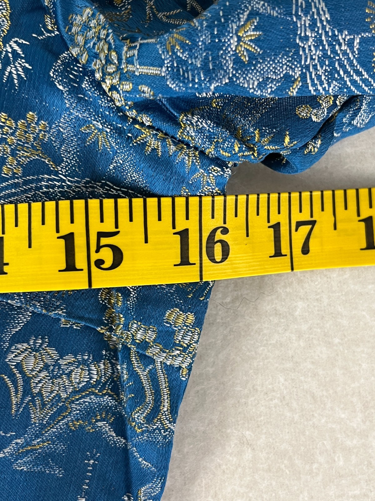 Vintage 50s Gold Jacquard Brocade Dress Womens S Blue Cocktail Talon Zip
