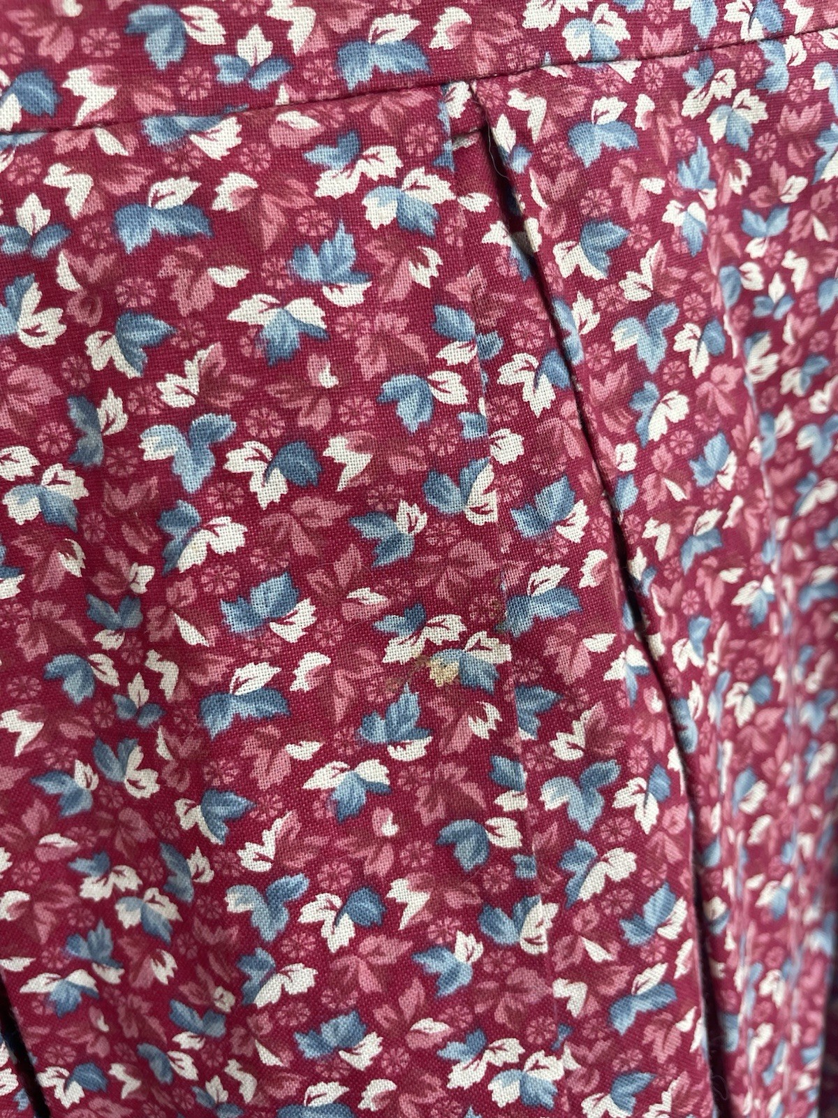 Handmade Vintage Red Floral Dress Cottage Prarie Country Trad Farm Wife S/M