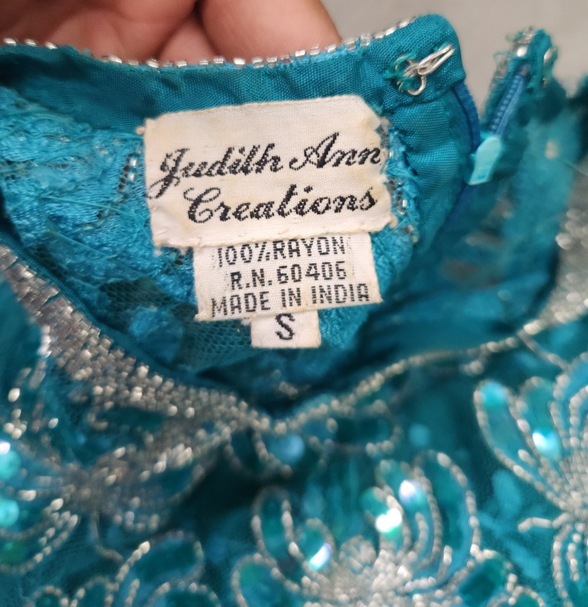 Vintage Judith Ann Creations Dress Womens Small Silk Beaded Cocktail Sequined