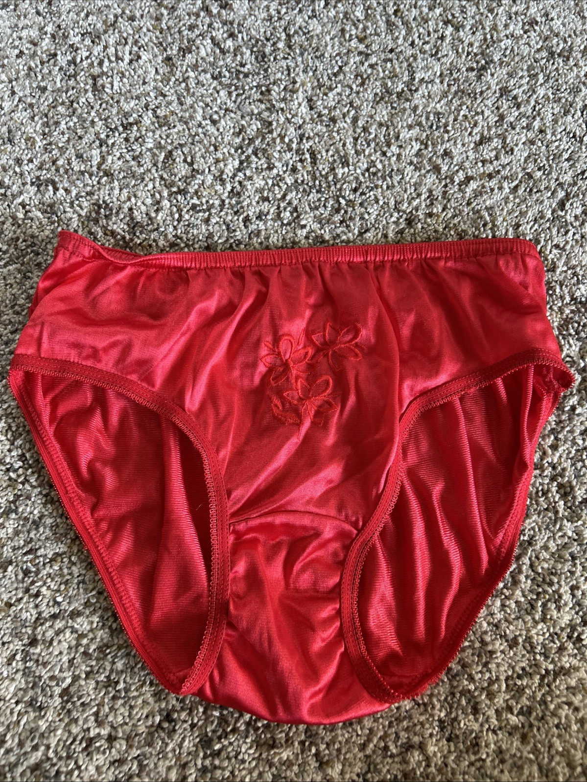Vintage 80’s Elizabeth RED Satin Lingerie Briefs Bottoms sz L 100% Nylon G26